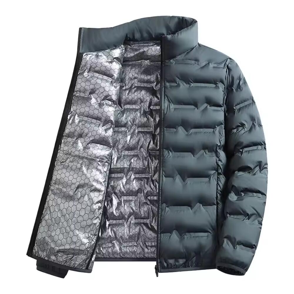 Men Fleece-Lined with Collar Coat for Winter (Grey-2XL)