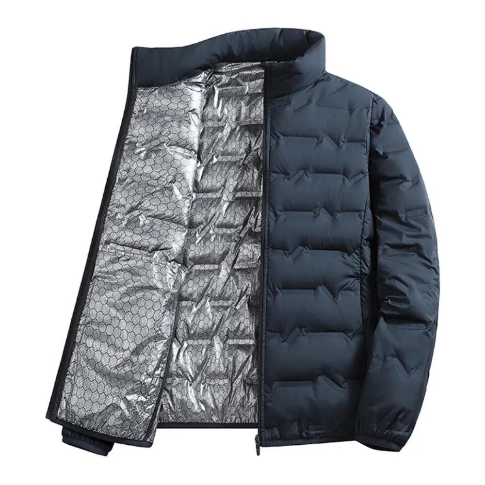 Men Fleece-Lined with Collar Coat for Winter (Blue-XL)
