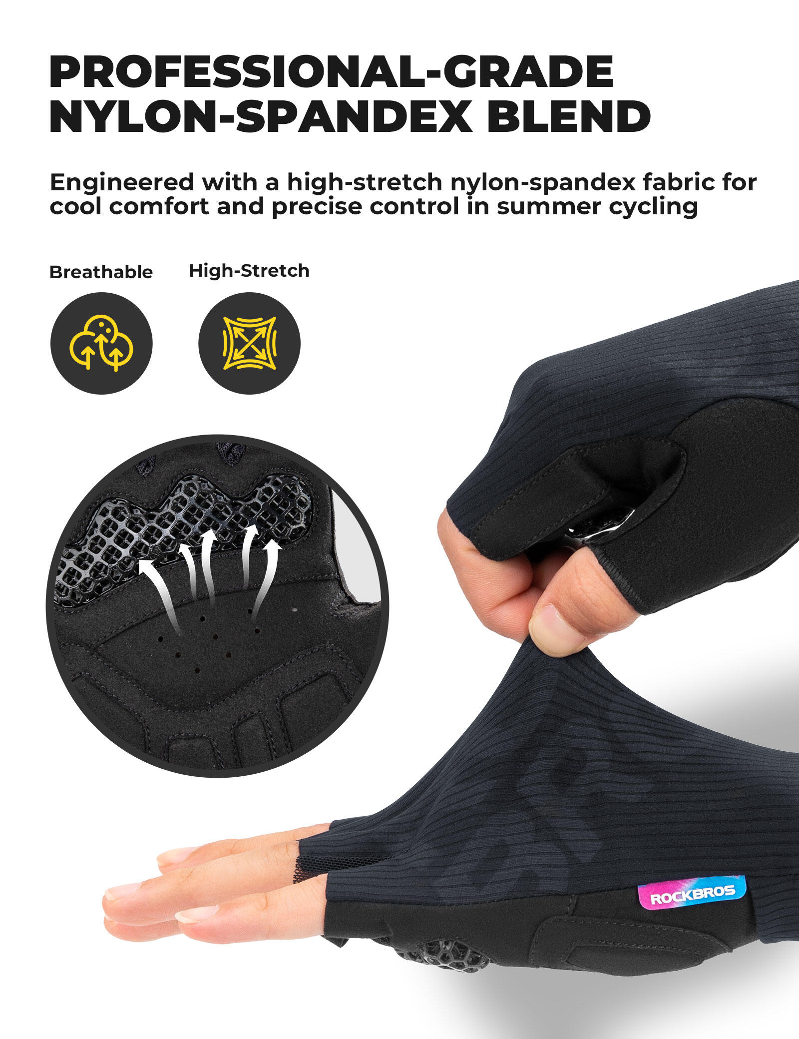 ROCKBROS Halbfinger-Fahrradhandschuhe Sommer 3/6