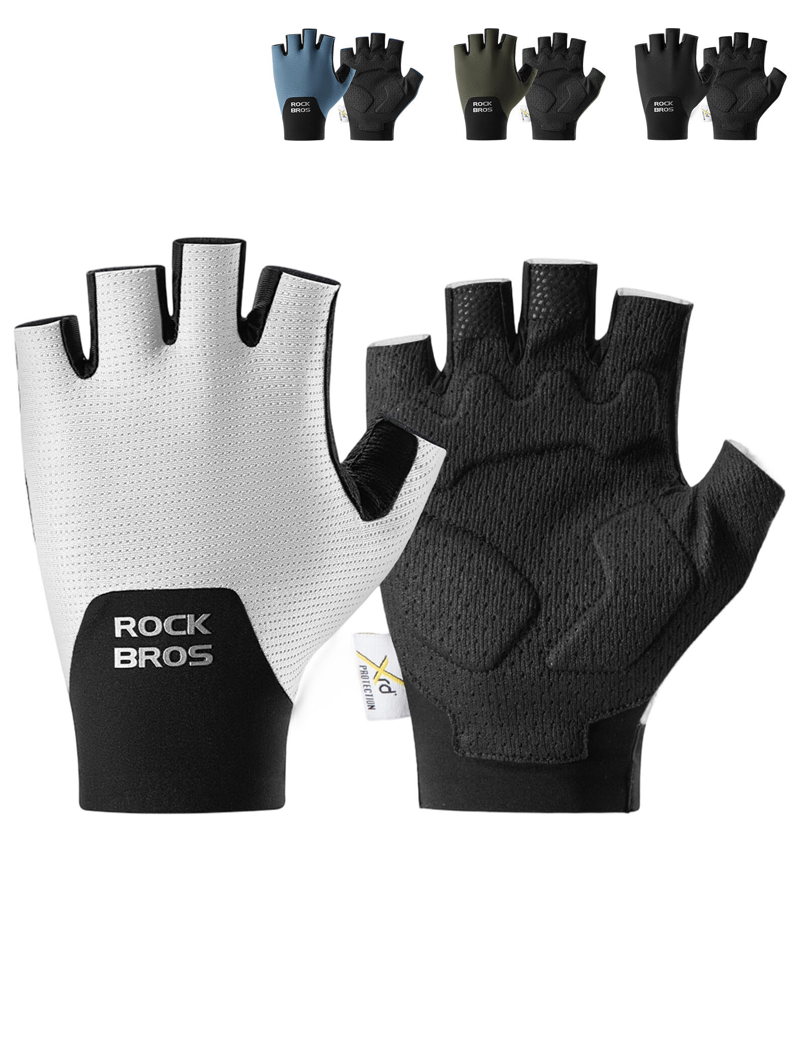 ROCKBROS Halbfinger Fahrradhandschuhe mit PORON XRD Polster 2/7