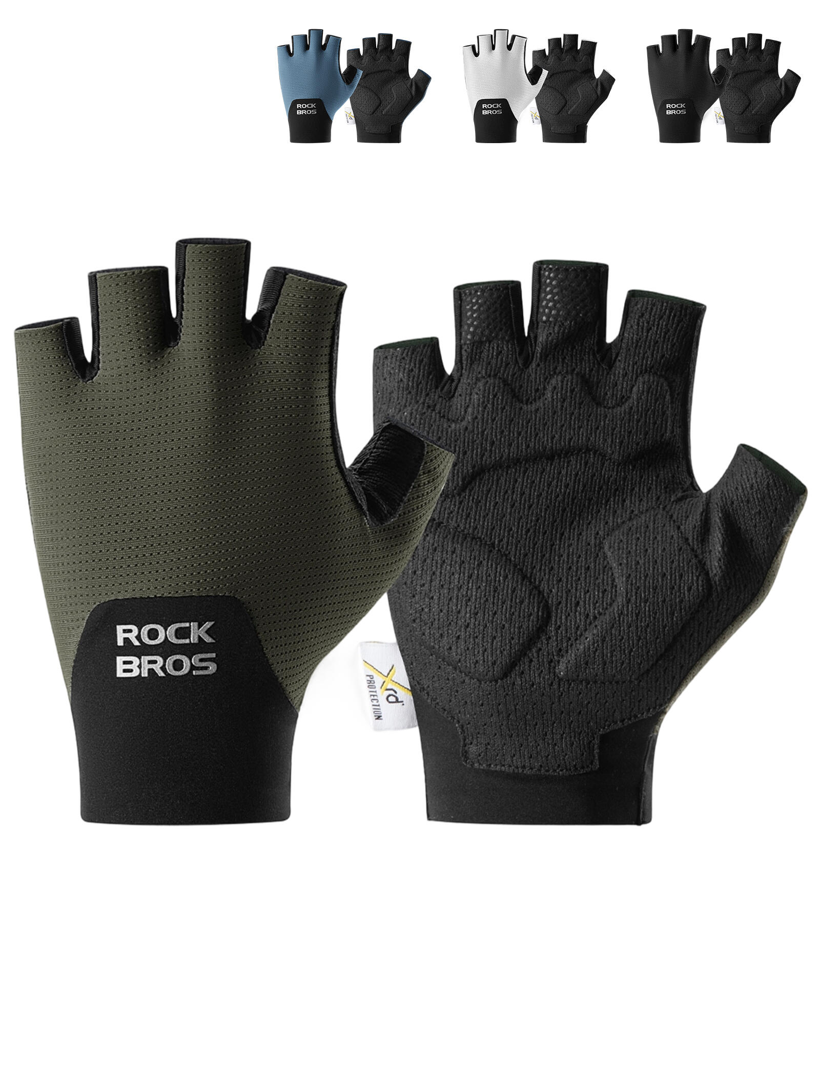 ROCKBROS Halbfinger Fahrradhandschuhe mit PORON XRD Polster 2/7