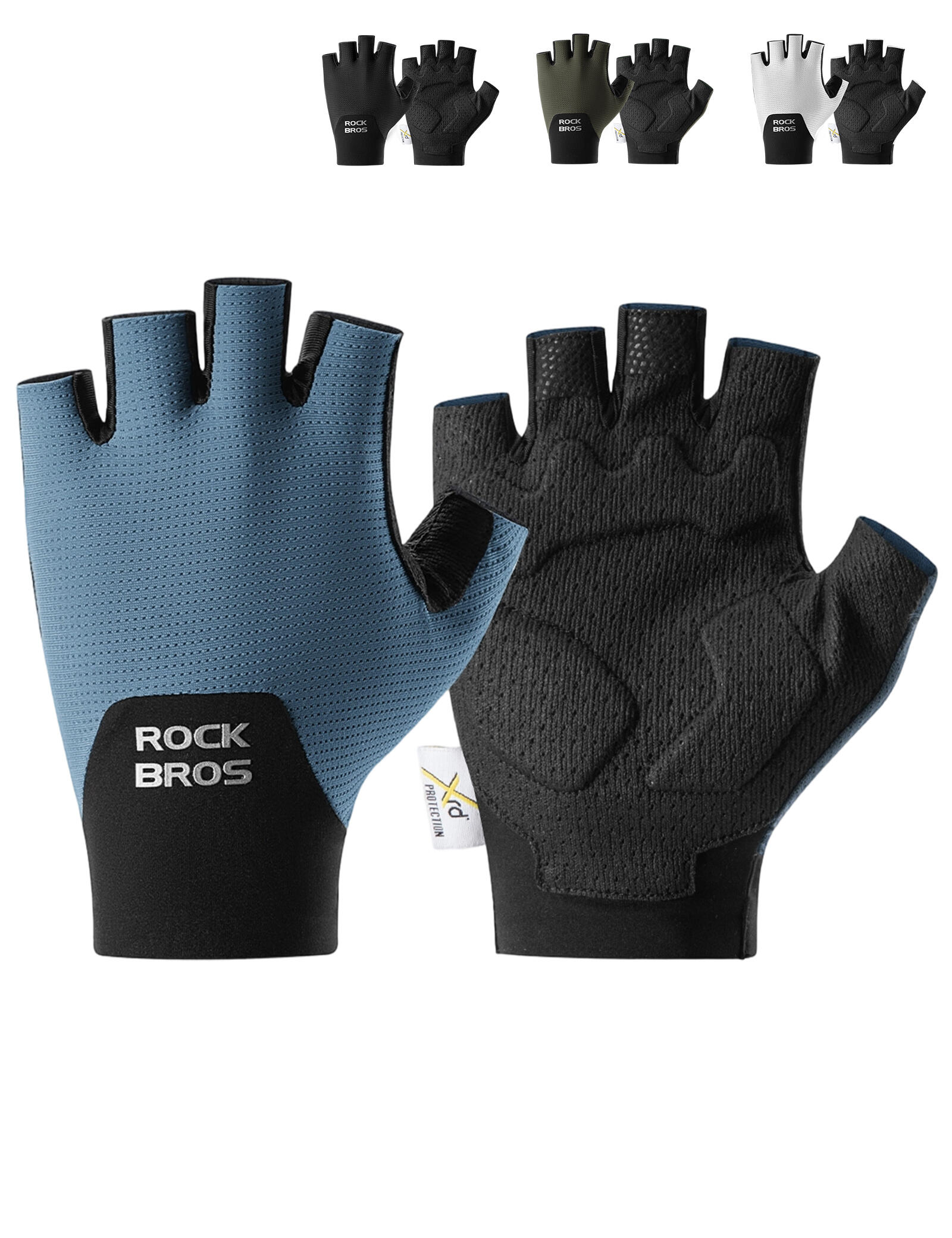 ROCKBROS Halbfinger Fahrradhandschuhe mit PORON XRD Polster 2/7