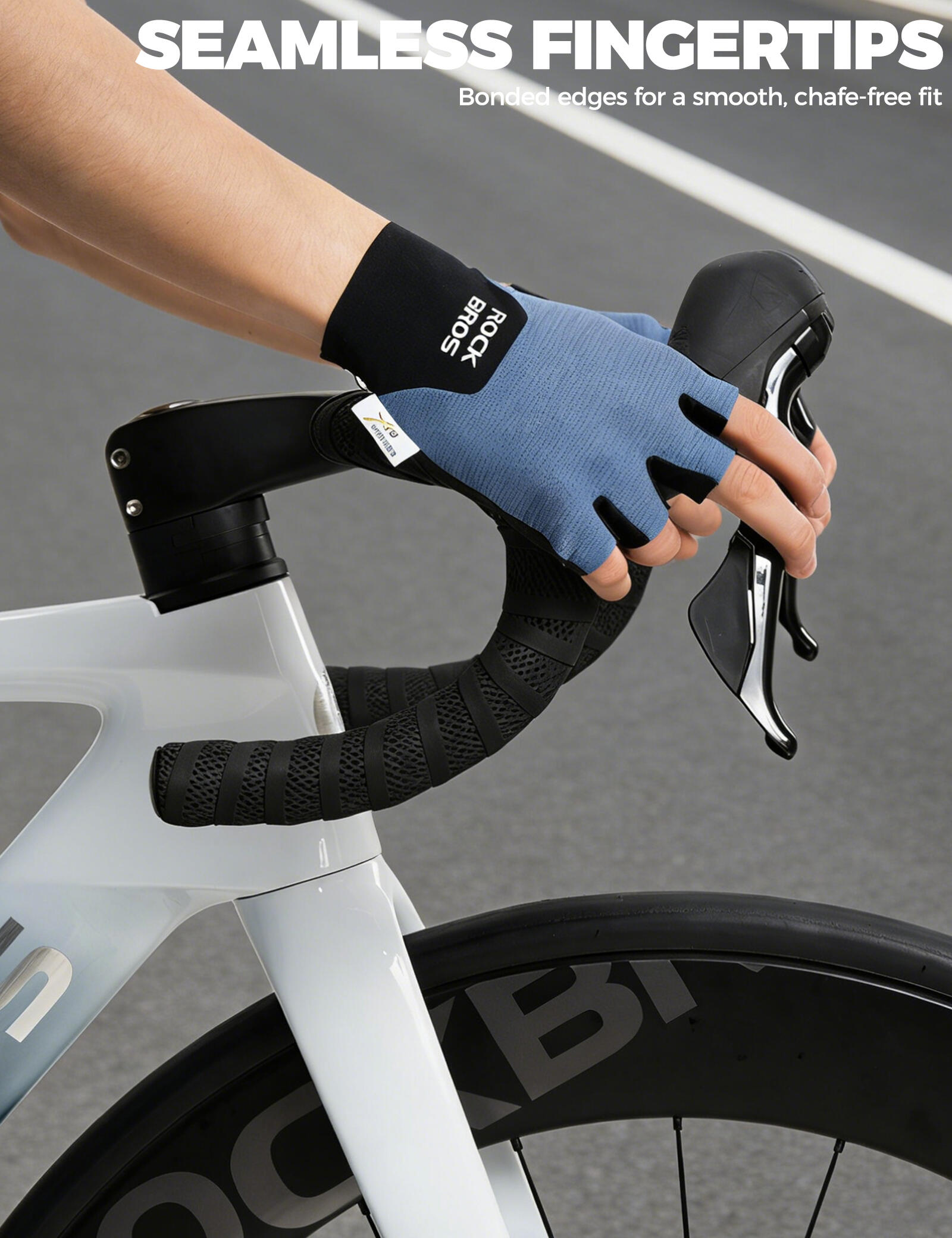 ROCKBROS Halbfinger Fahrradhandschuhe mit PORON XRD Polster 6/7