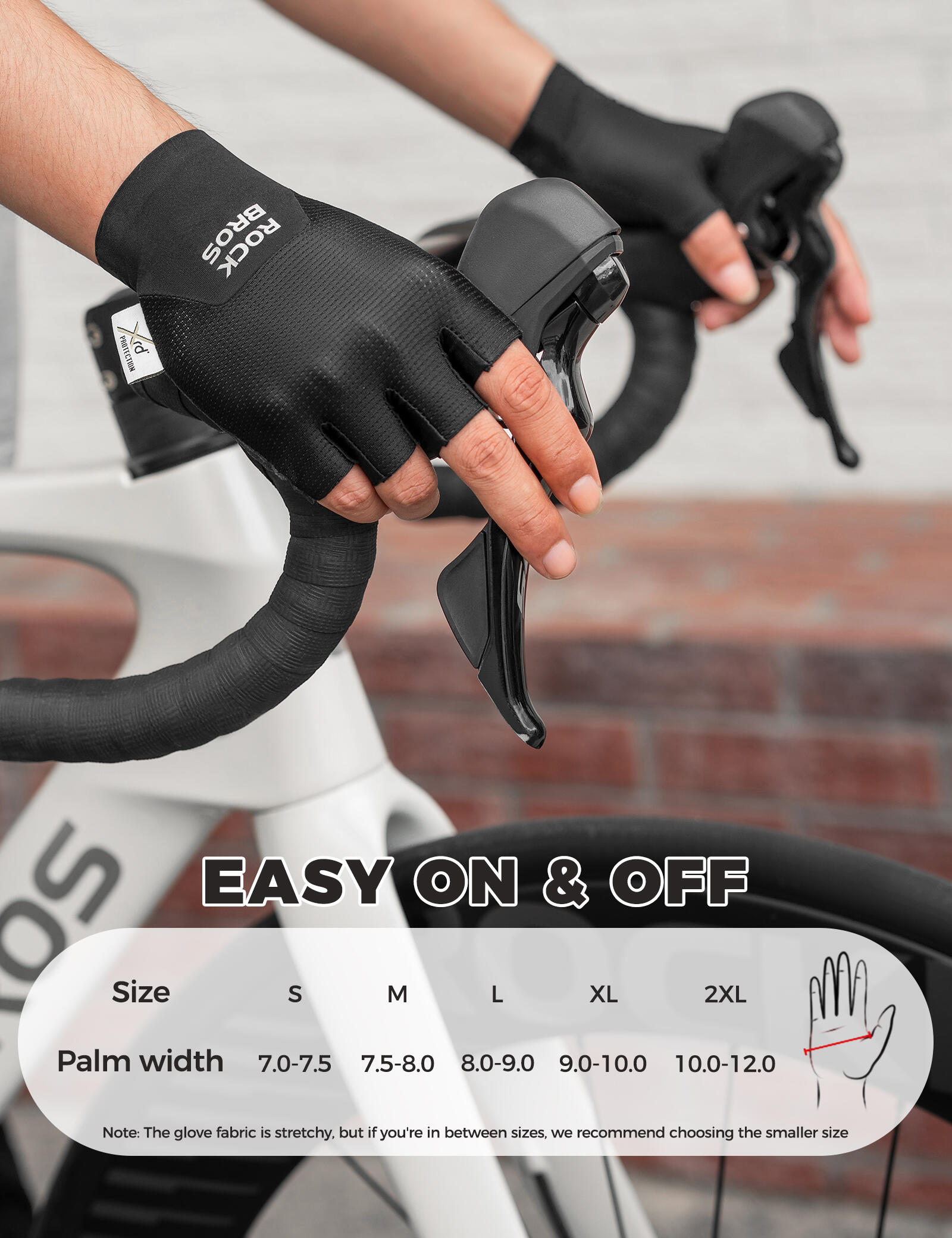 ROCKBROS Halbfinger Fahrradhandschuhe mit PORON XRD Polster 7/7