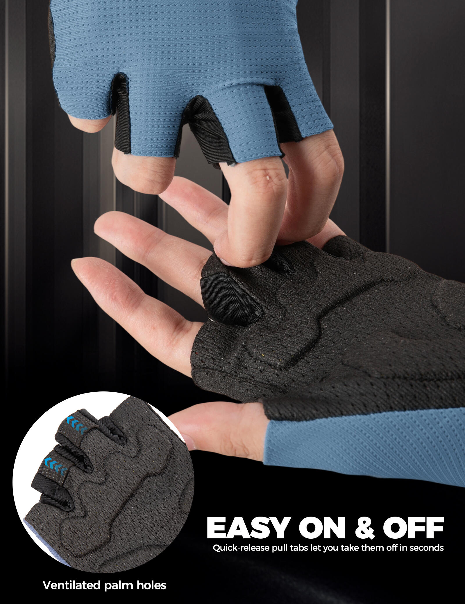 ROCKBROS Halbfinger Fahrradhandschuhe mit PORON XRD Polster 5/7