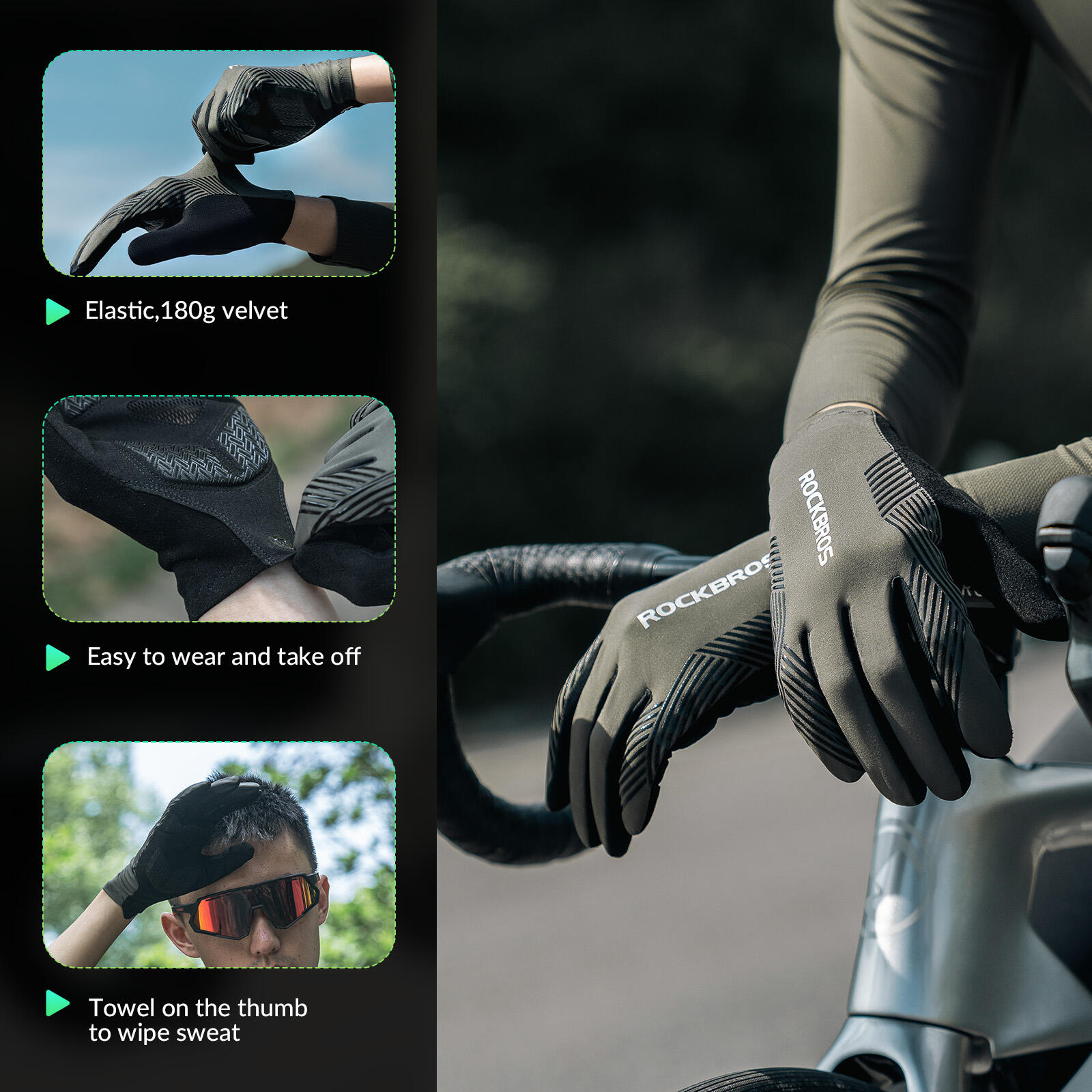 ROCKBROS Fahrradhandschuhe Handschuhe Touchscreen 4/7