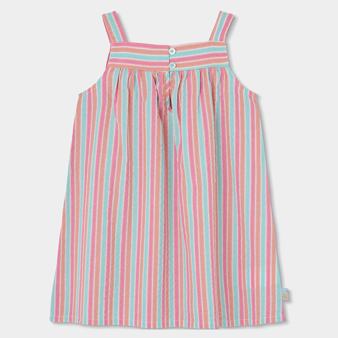 Vestido popelín algodón diseño rayas para niña 2/4