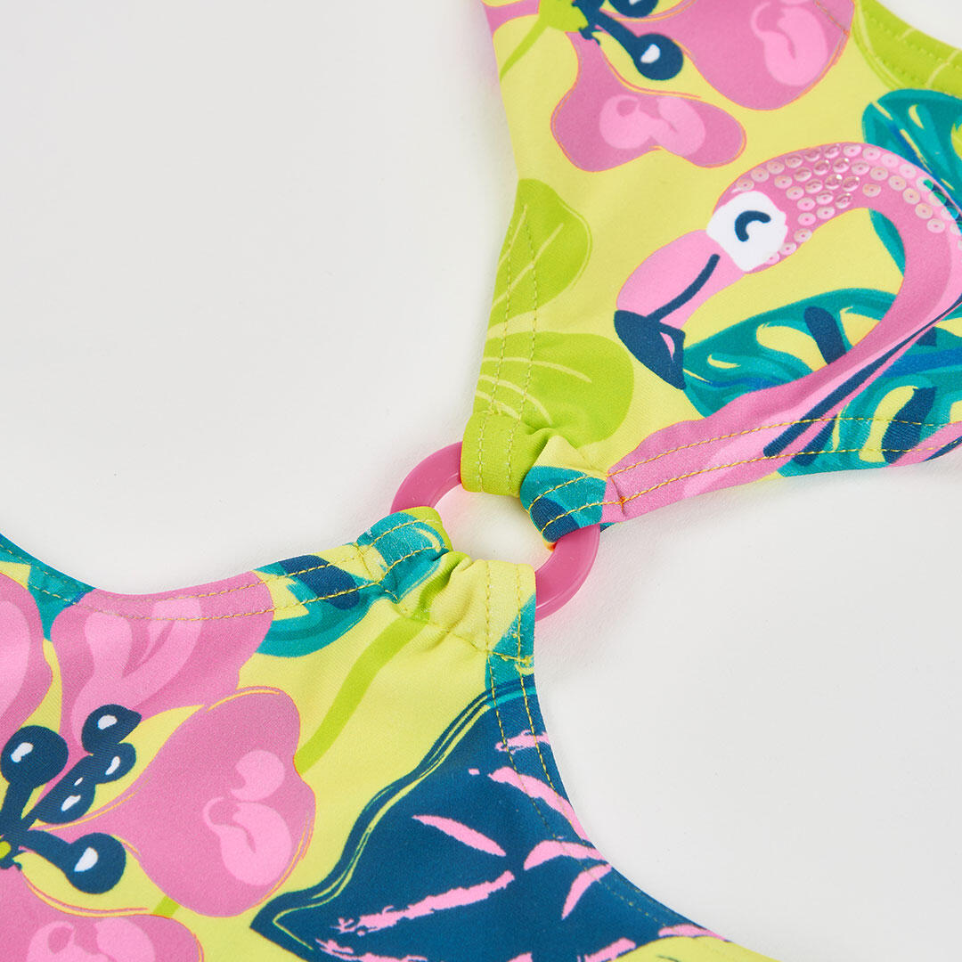 Trikini verde con estampado UPF50+ 3/4