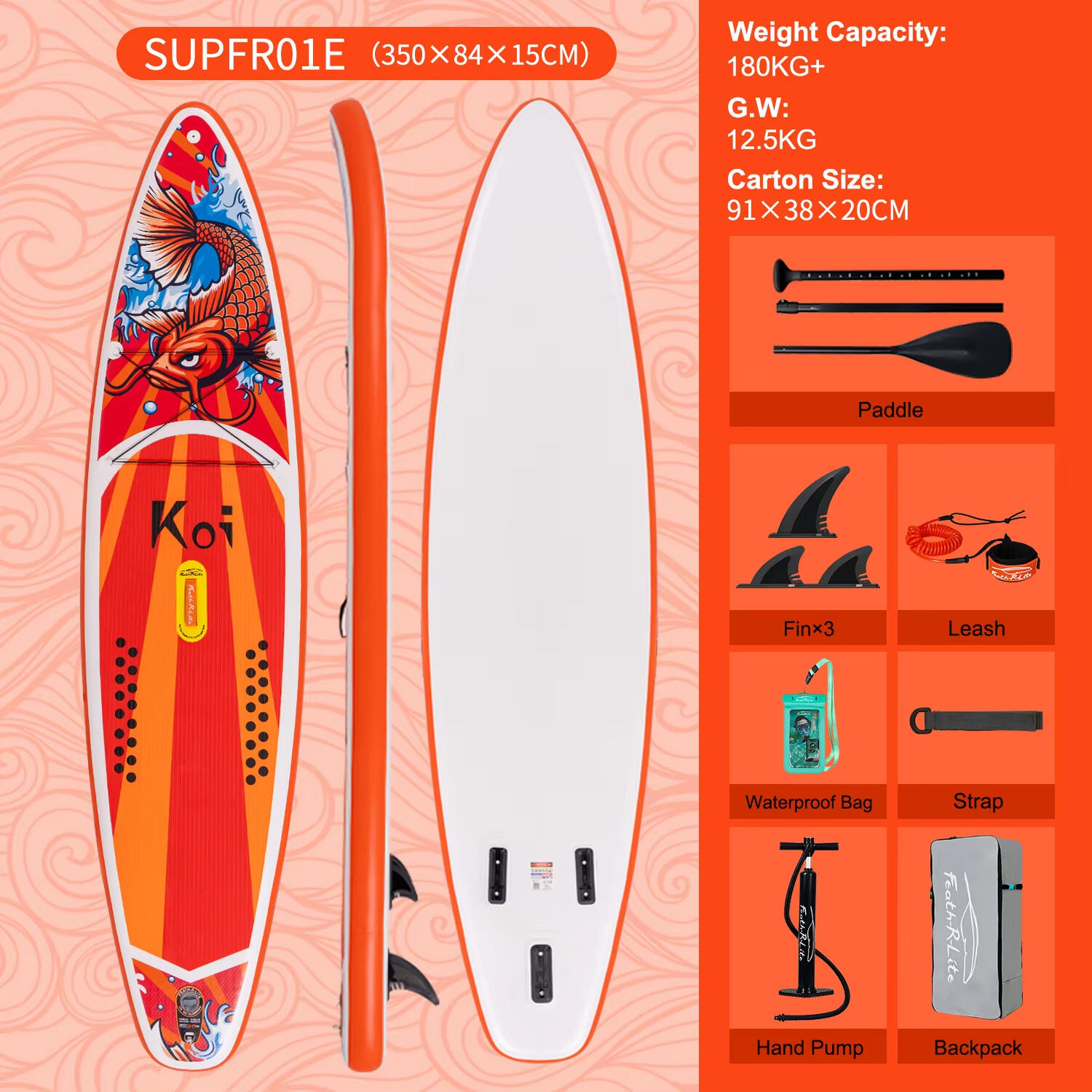 SUP Board Wide Stable Max 180kg 350x83x15cm SUPFR01E 5/7