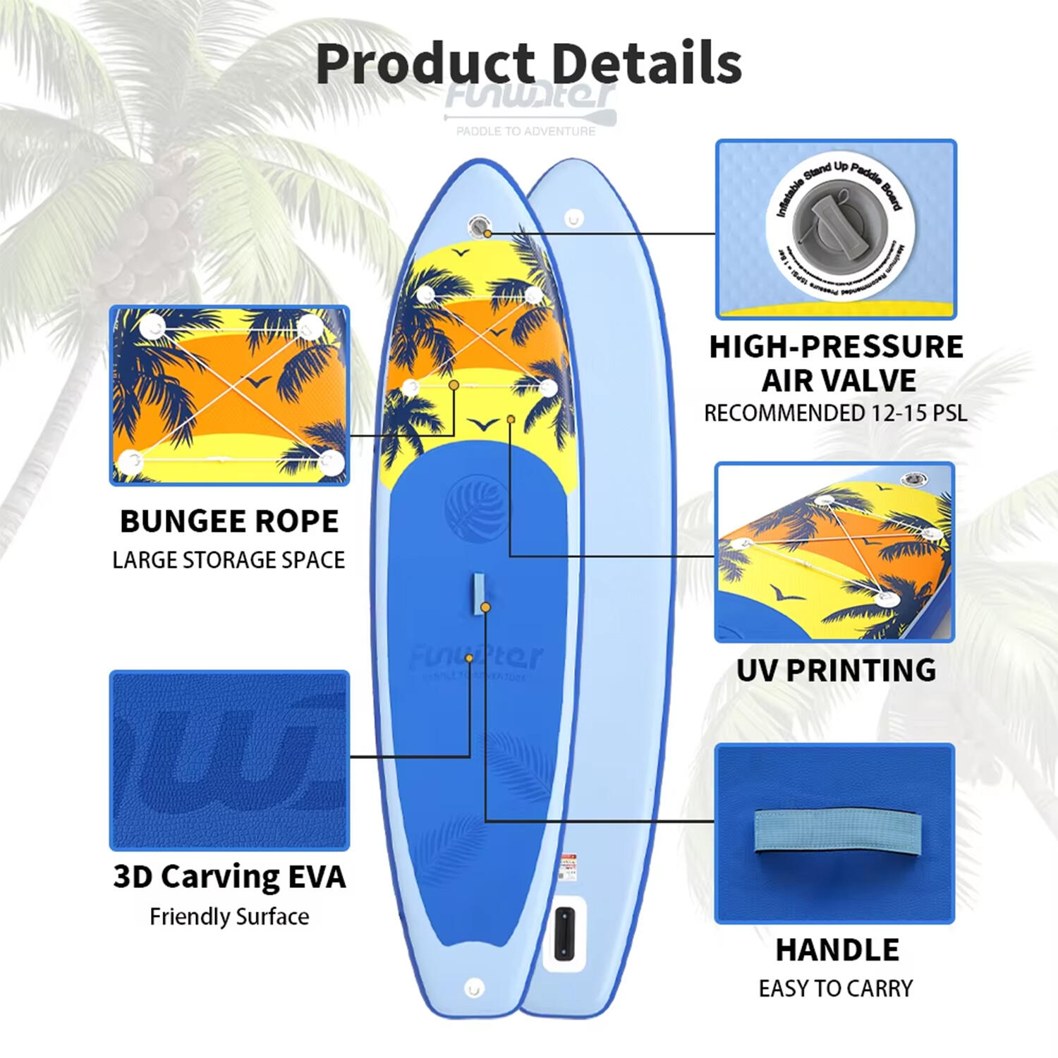 SUP Board Wide Stable Max 180kg 335x83x15cm SUPFW55B 5/7