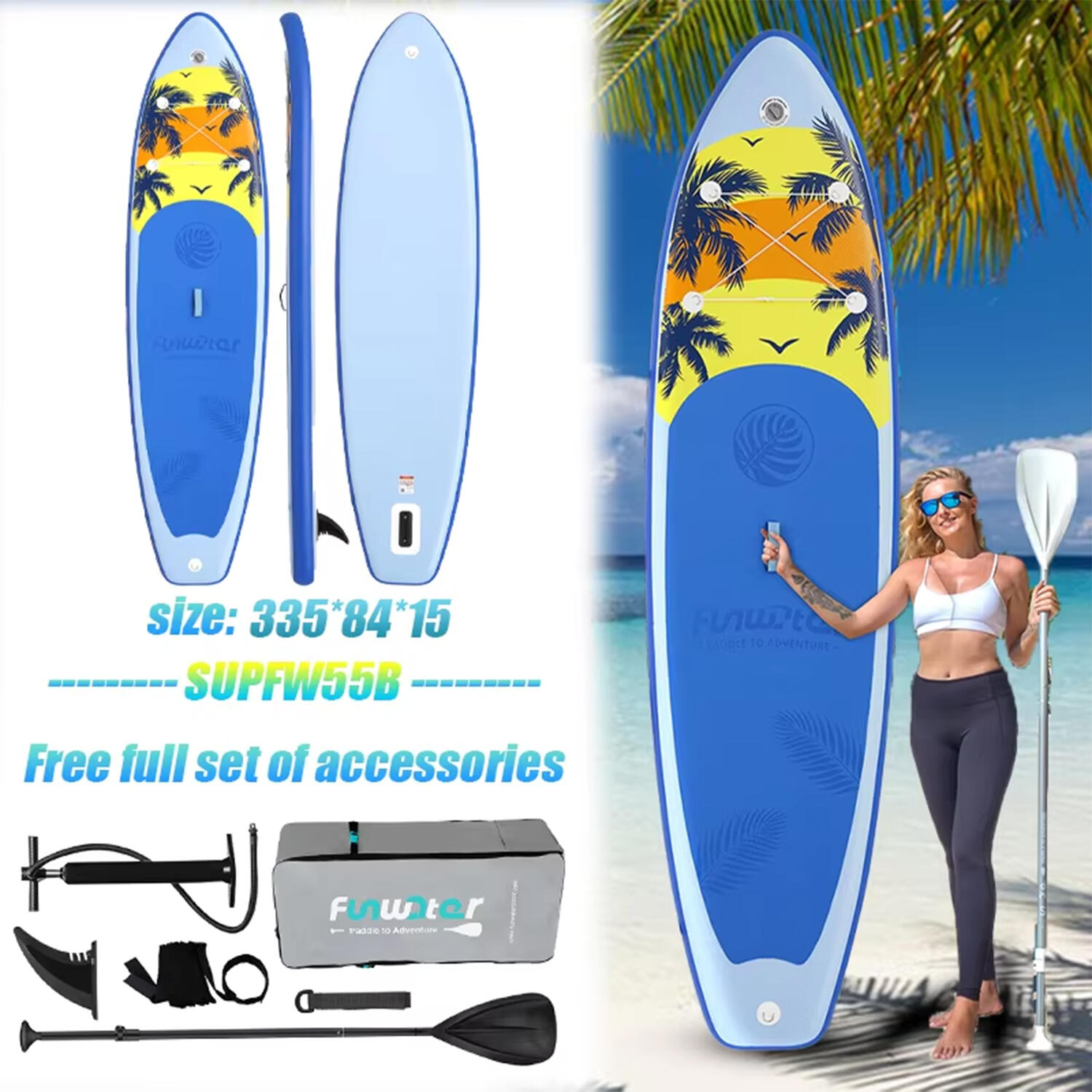 SUP Board Wide Stable Max 180kg 335x83x15cm SUPFW55B 4/7