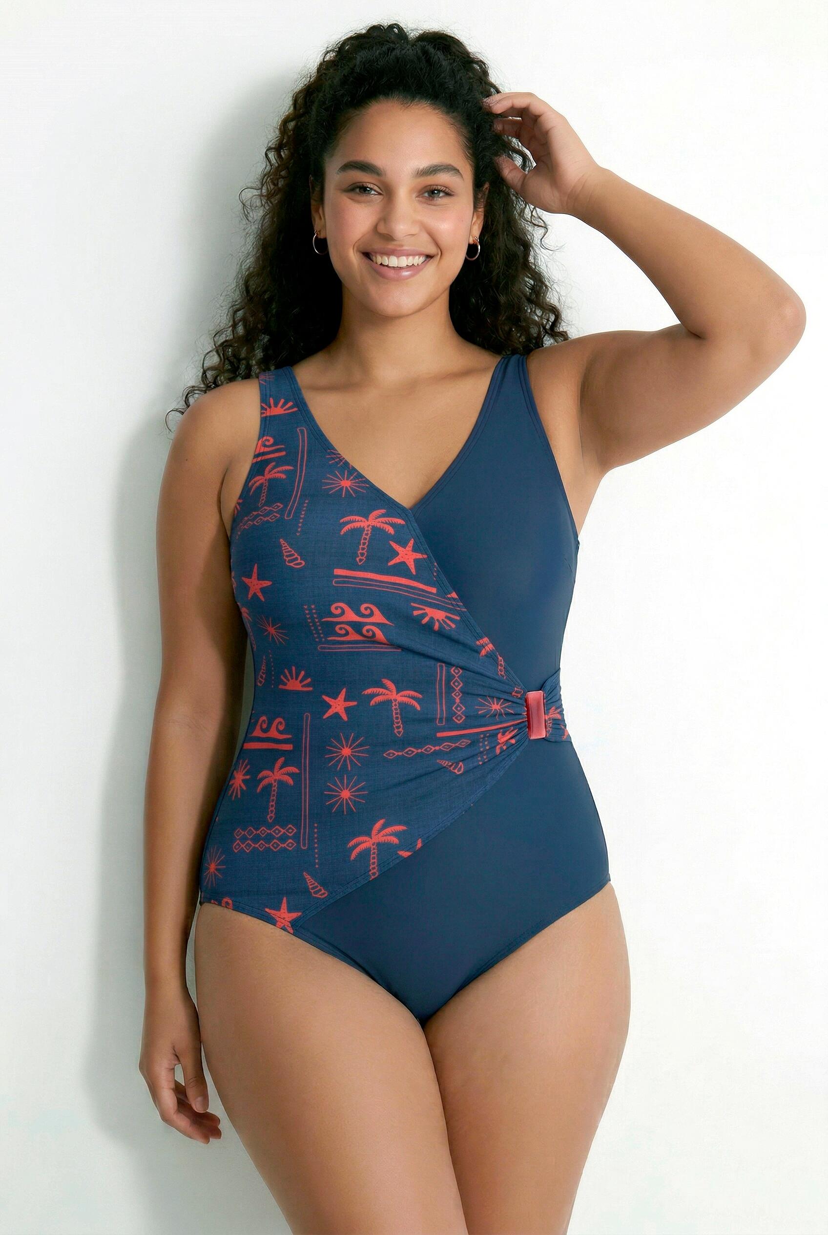Femme Maillot de bain effet cache-cœur bonnets souples et nœud fantaisie 1/7