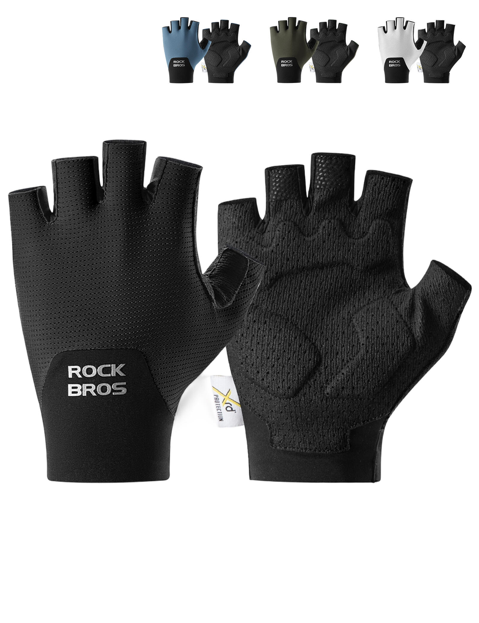 ROCKBROS Halbfinger Fahrradhandschuhe mit PORON XRD Polster 2/7
