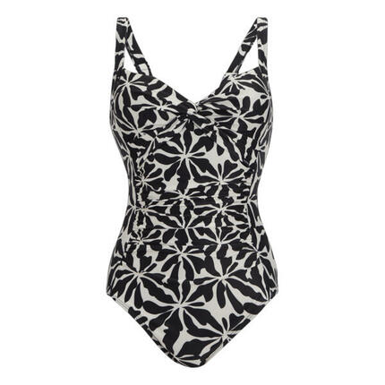 Maillot De Bain 1 Pièce Motif/style Floral Abstrait SAKARI Femme (Noir / Blanc