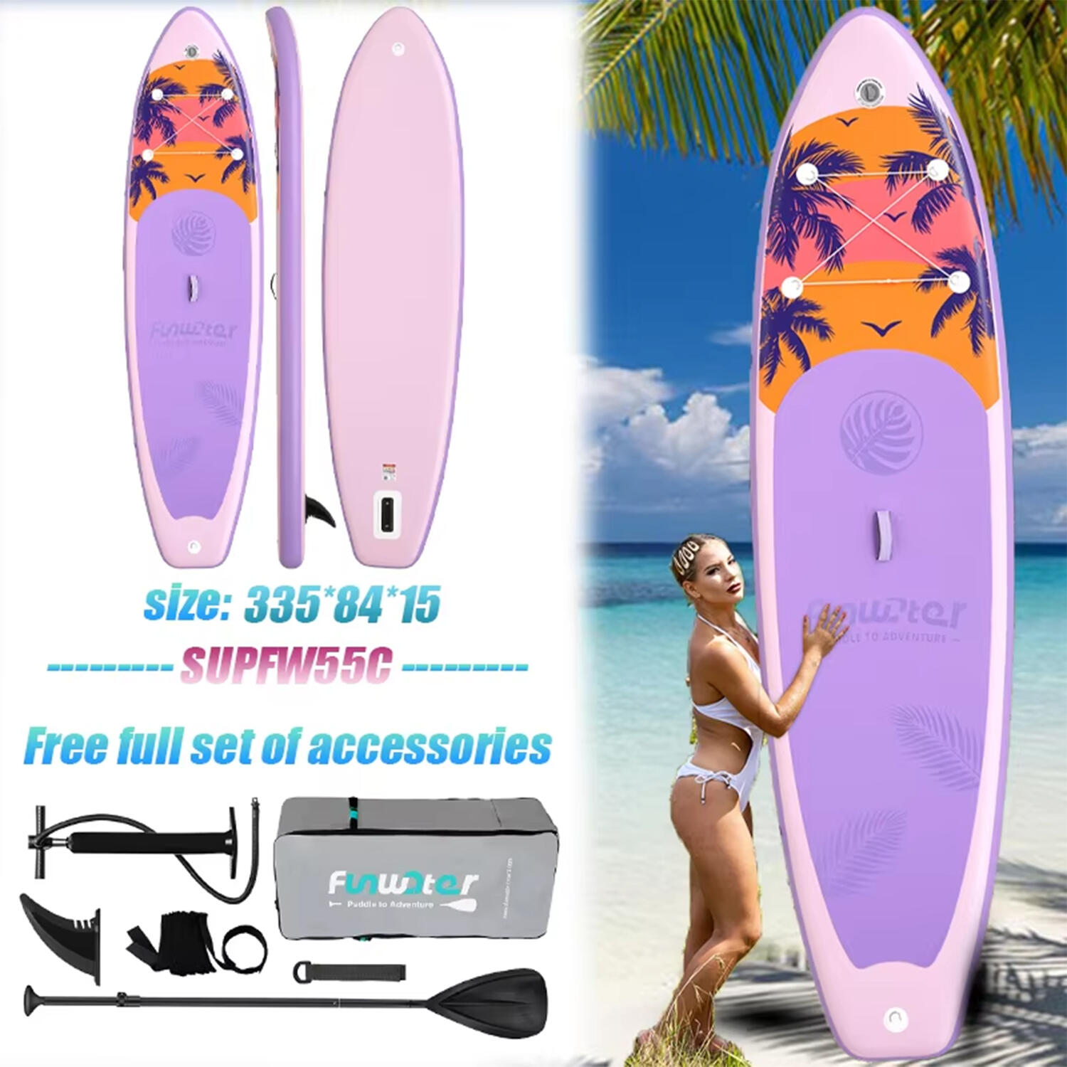SUP Board Wide Stable Max 180kg 335x83x15cm SUPFW55C 5/7