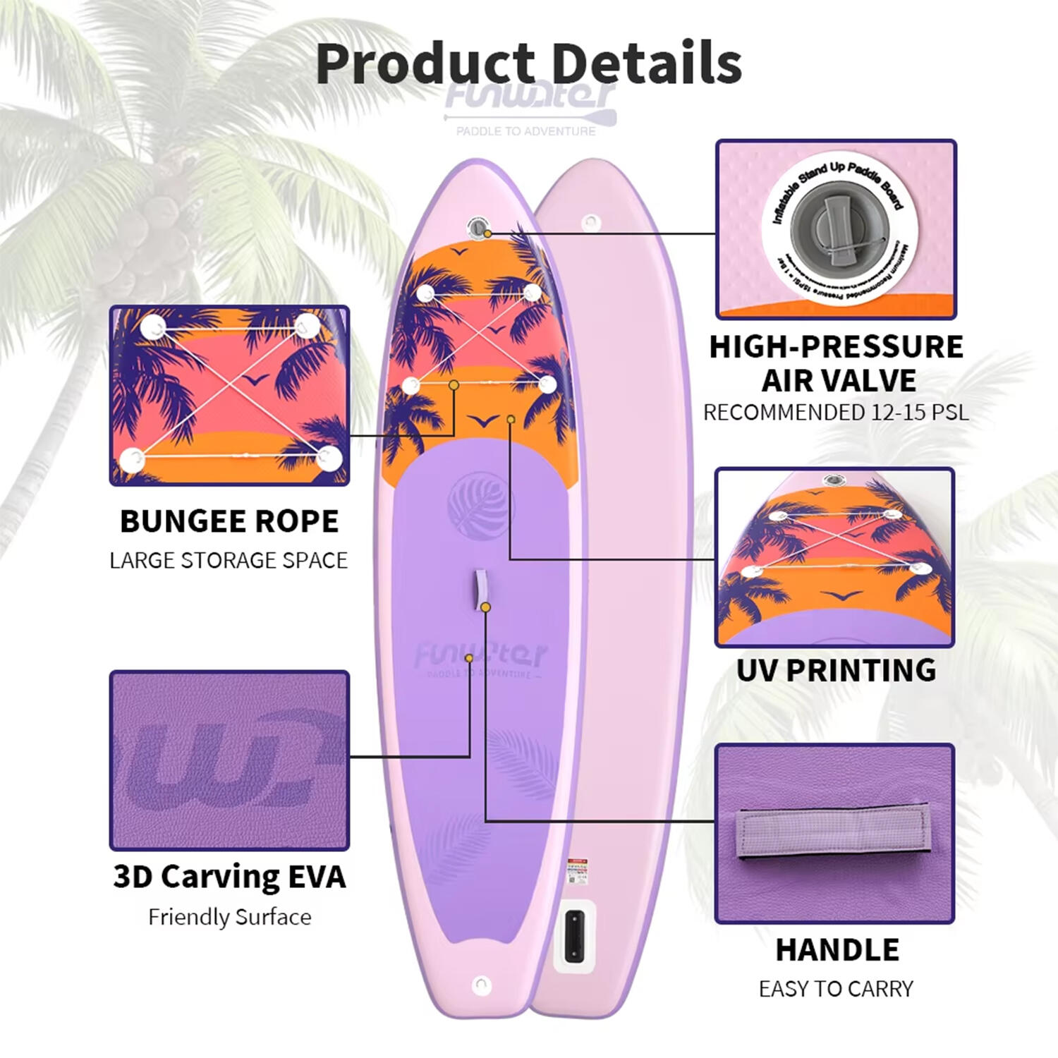 SUP Board Wide Stable Max 180kg 335x83x15cm SUPFW55C 4/7