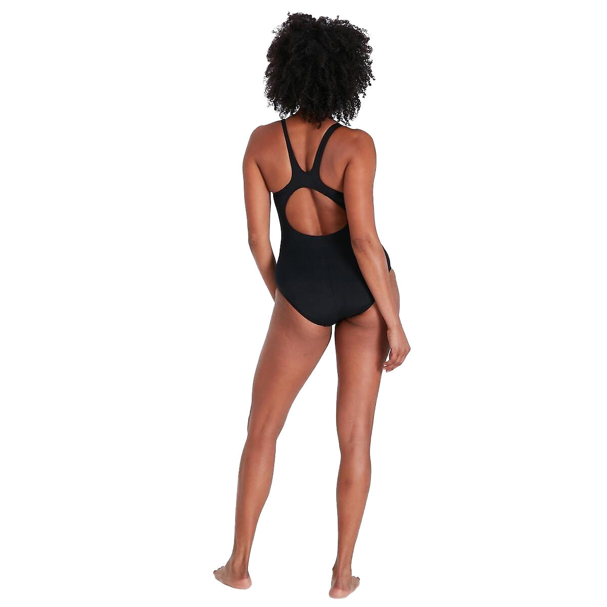 "Hyperboom Placement" Badeanzug Halboffener Rücken für Damen Schwarz/Taubengrau 2/3