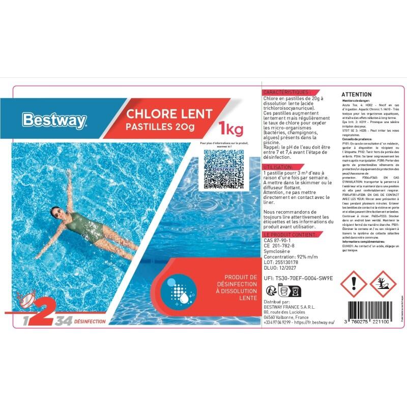Bestway Chlore Lent - Pastilles 20g Boîte de 1kg 4/4