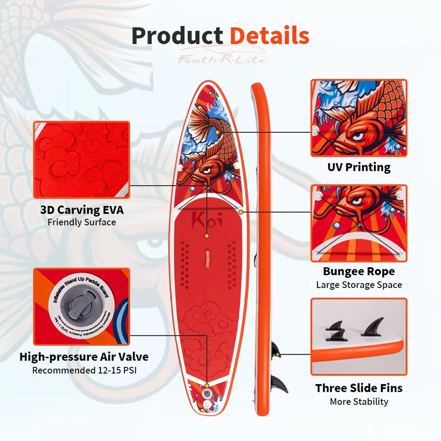 SUP Board Wide Stable Max 180kg 335x82x15cm SUPFR01D 3/6