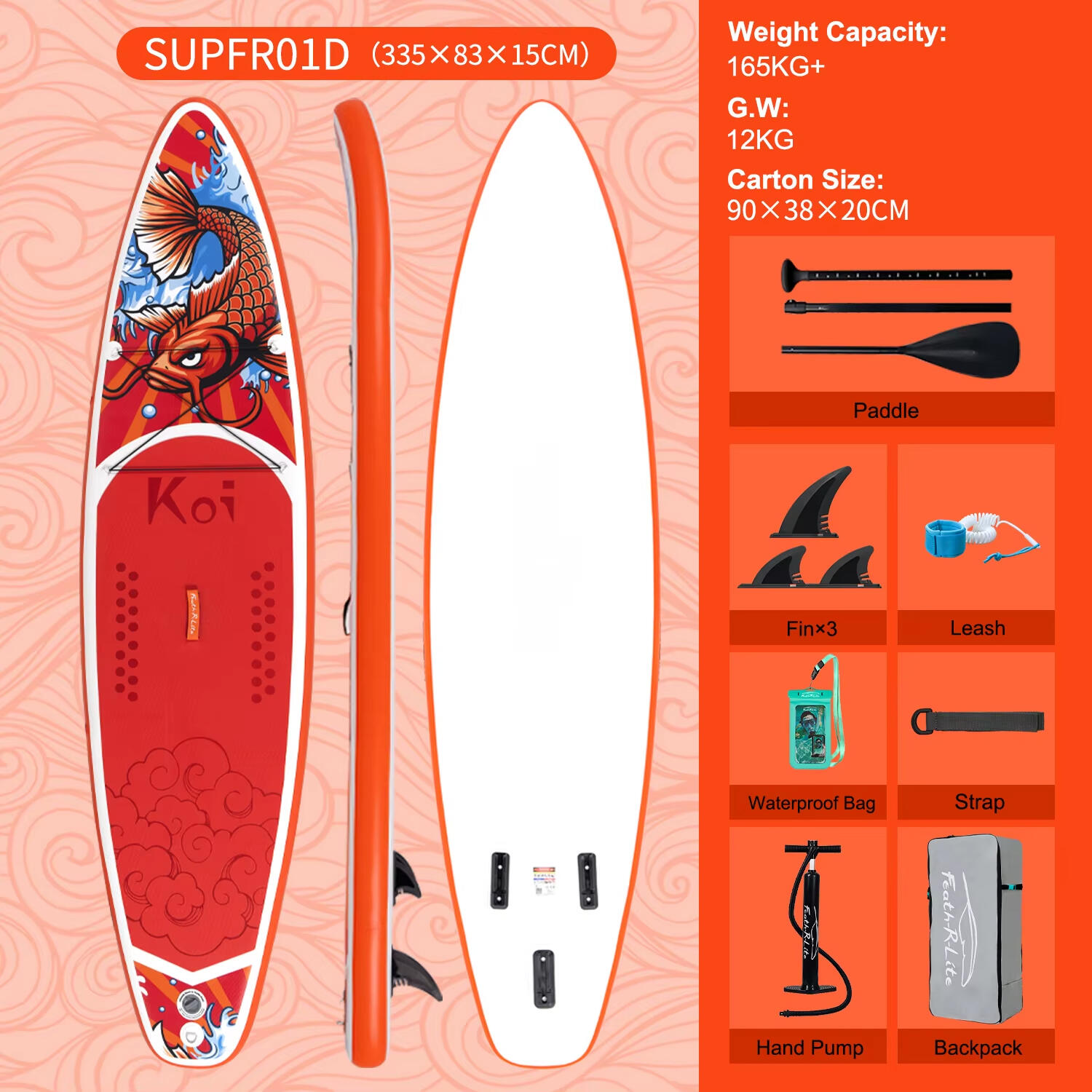 SUP Board Wide Stable Max 180kg 335x82x15cm SUPFR01D 4/6