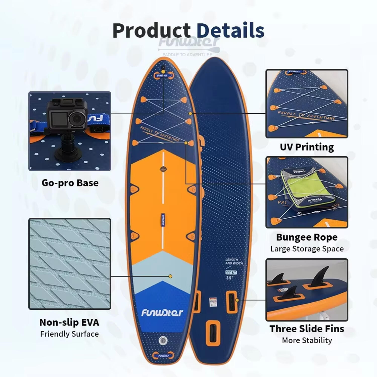 SUP Board Wide Stable Max 180kg 350x89x15cm SUPFW43B 3/7