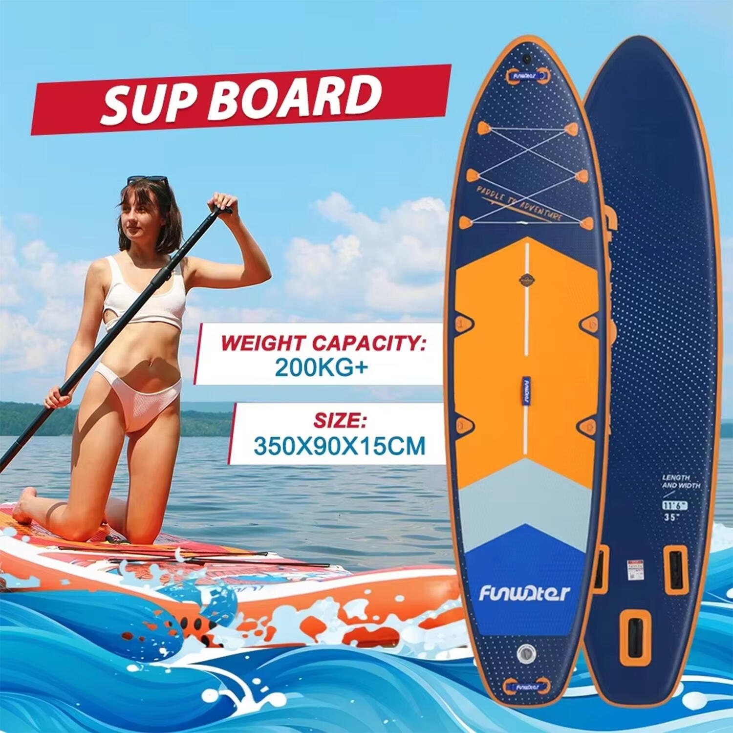 SUP Board Wide Stable Max 180kg 350x89x15cm SUPFW43B 2/7