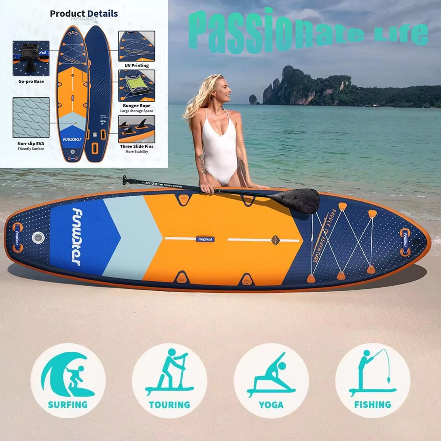 SUP Board Wide Stable Max 180kg 350x89x15cm SUPFW43B 4/7