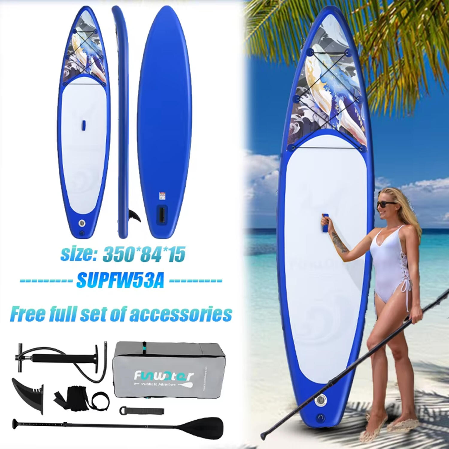 SUP Board Wide Stable Max 180kg 350x83x15cm SUPFW53A 3/7