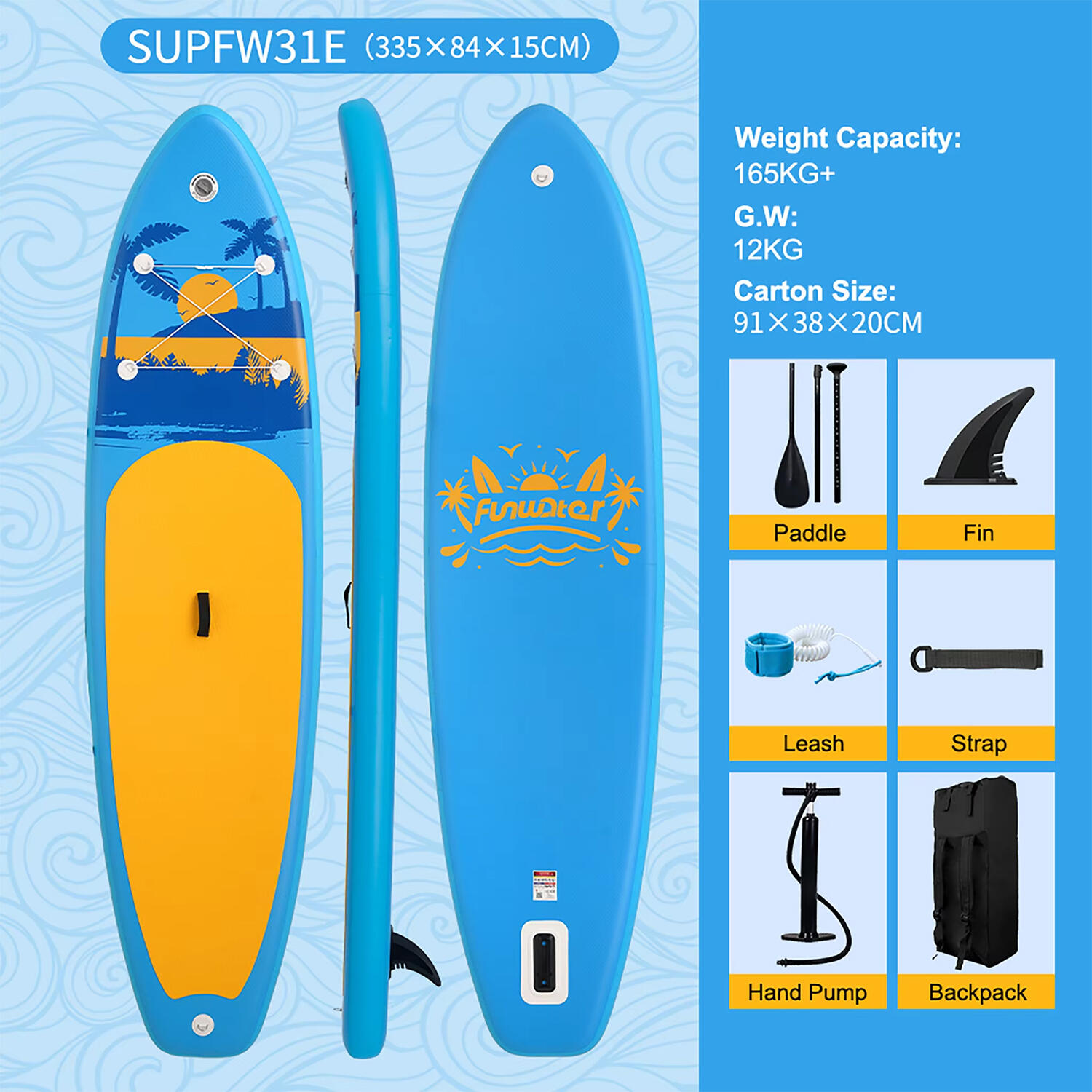 SUP Board Wide Stable Max 180kg 335x83x15cm SUPFW31E 4/6
