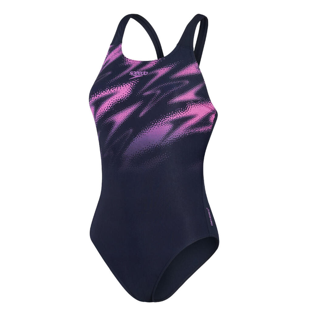 Womens/Ladies Hyperboom Placement Muscleback One Piece Swimsuit (Navy/Pink)