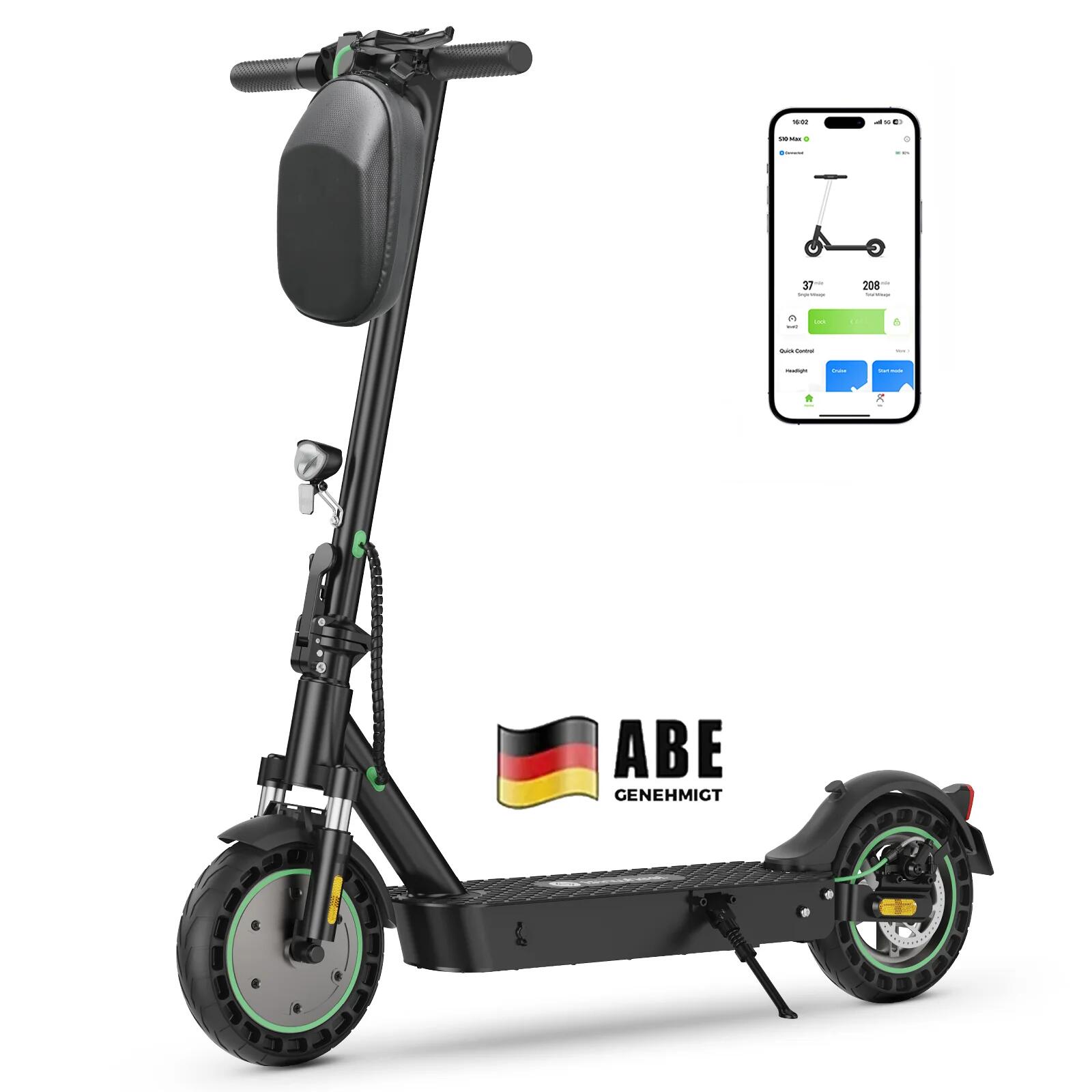 Trotinete elétrica S9 Max com ABE, pneus 10" bateria 36V 10,4Ah, controle APP