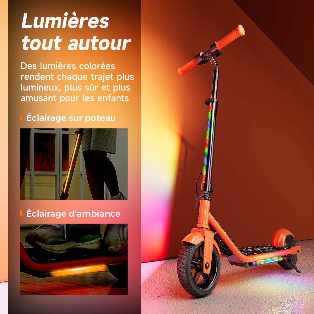 Trottinette électrique iScooter K2Pro pour enfants, lumières colorées 2/7