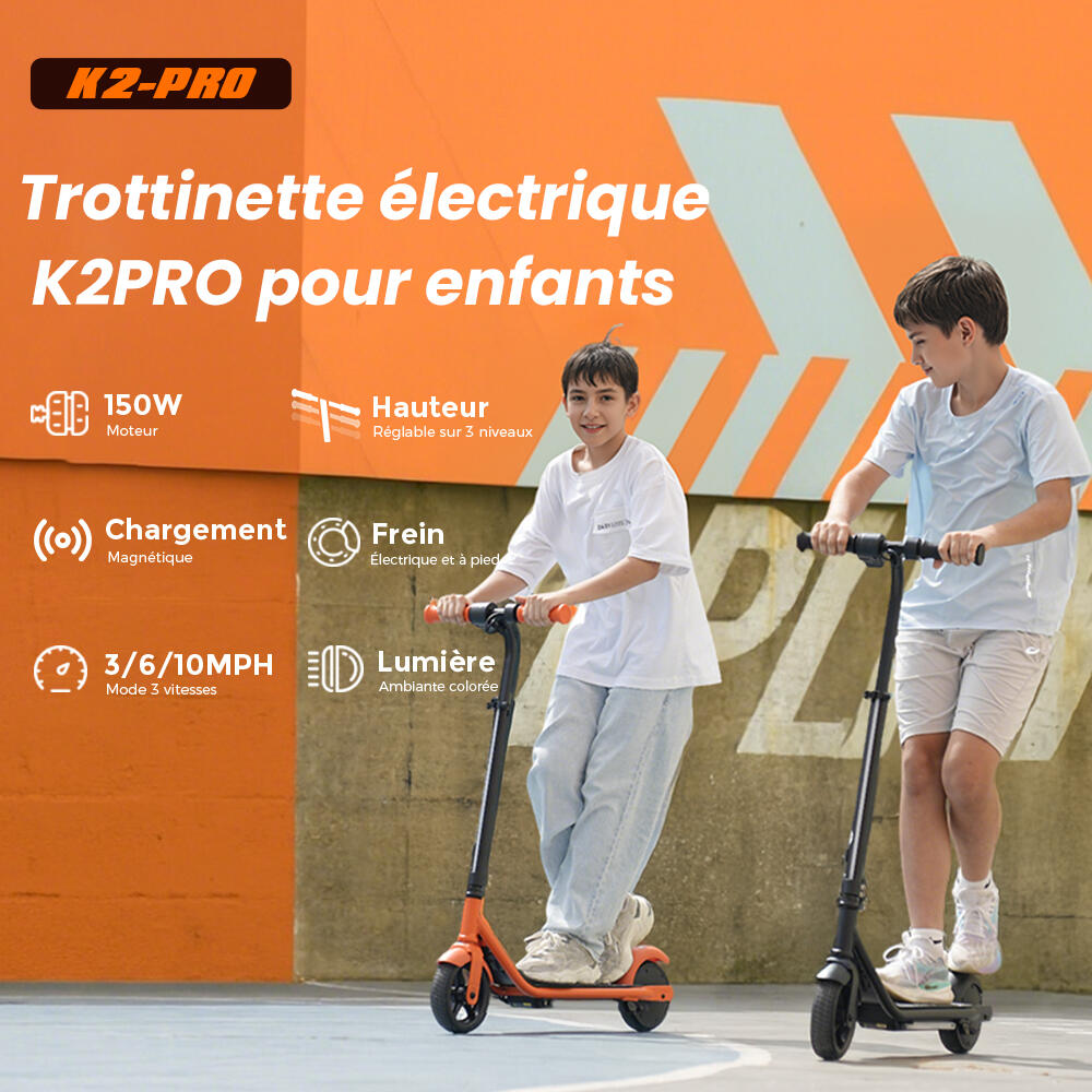 Trottinette électrique iScooter K2Pro pour enfants, lumières colorées 6/7