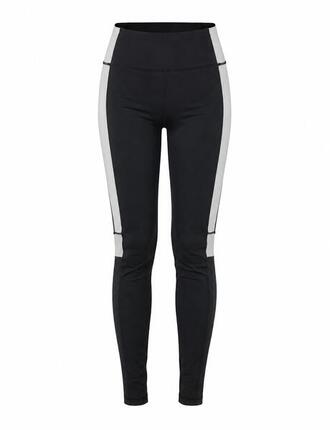 Damen Fitnesshose - Laufhose Lang Schwarz Grau Red Decoct