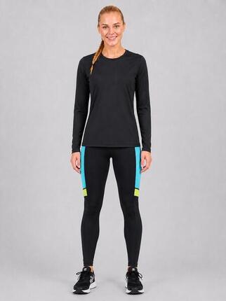 Damen Fitnesshose - Laufhose Lang Schwarz Neon Red Decoct