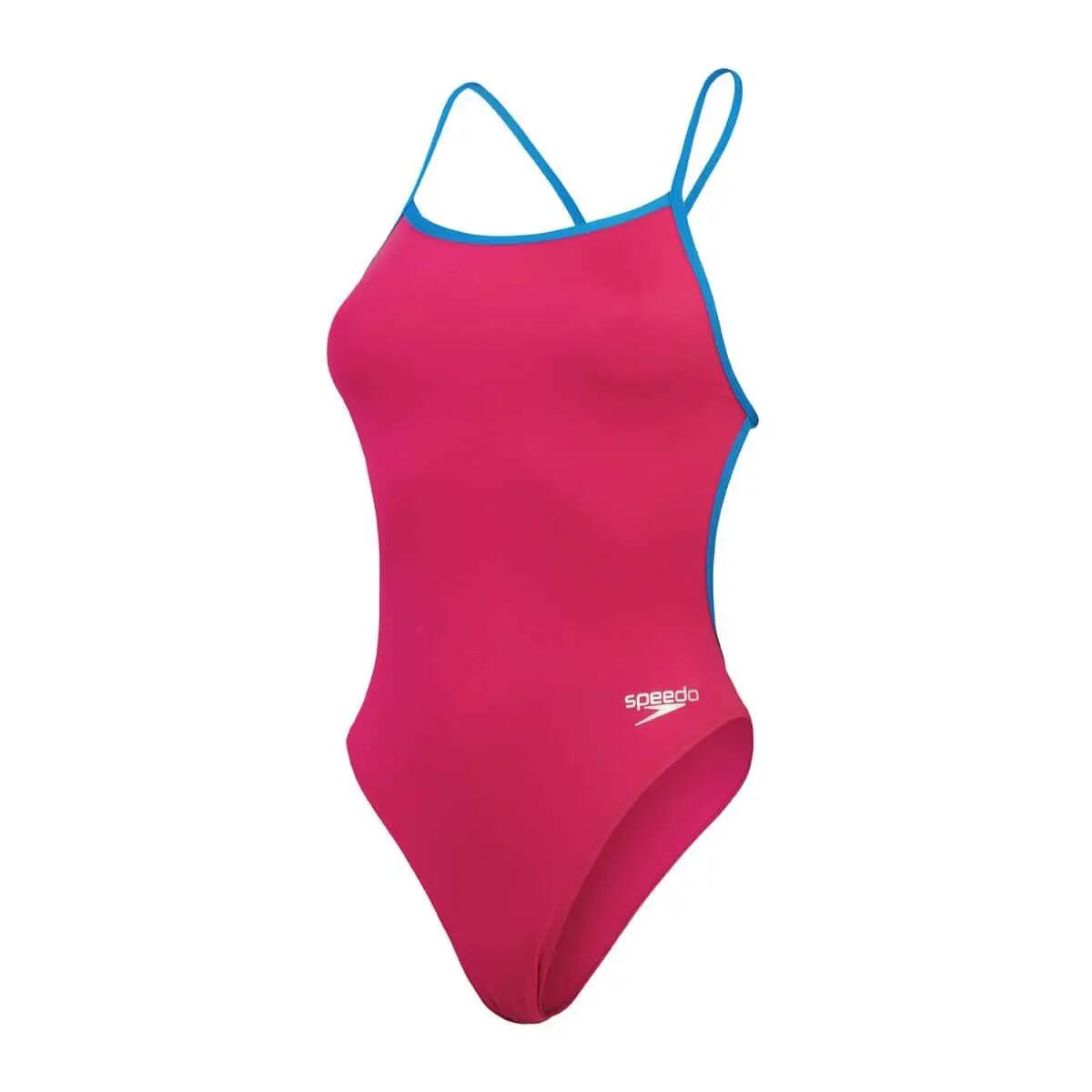 Costume da bagno Speedo da donna, tinta unita, con scollo a V sulla schiena - 6/7