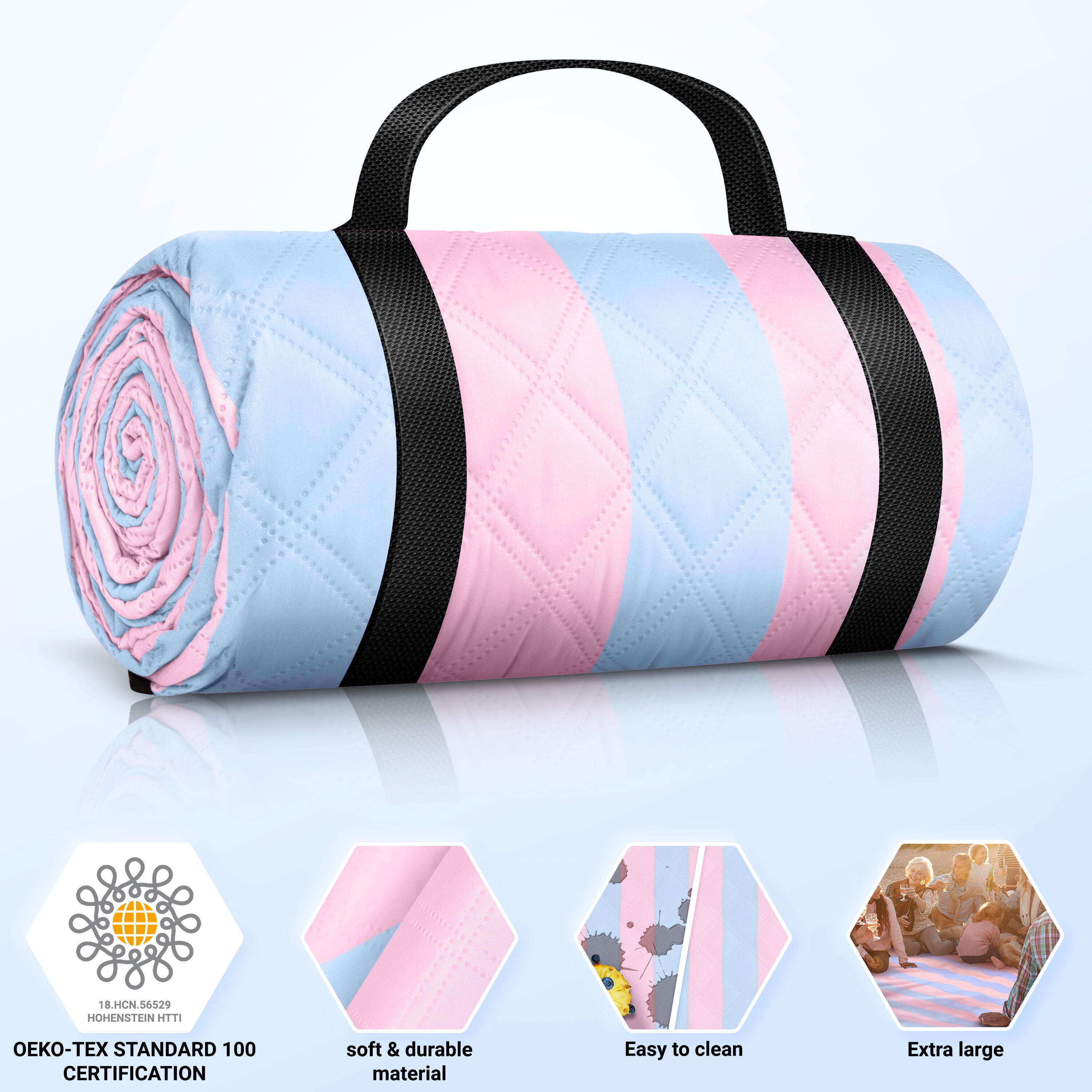 HOEL® Couverture Pique Nique 200x200 cm - Serviette de Plage XXL 2/7