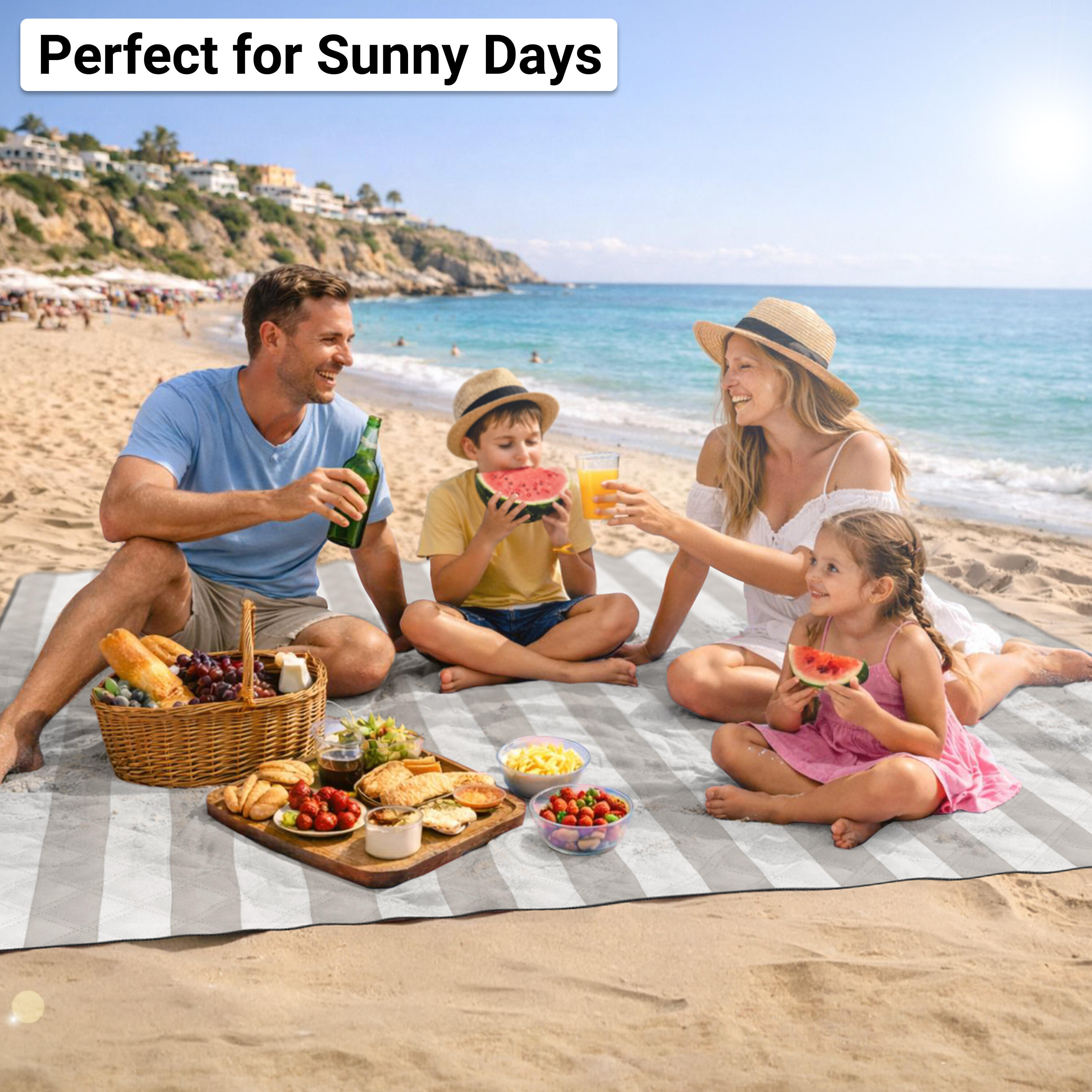 HOEL® Couverture Pique Nique 200x200 cm - Serviette de Plage XXL 5/7