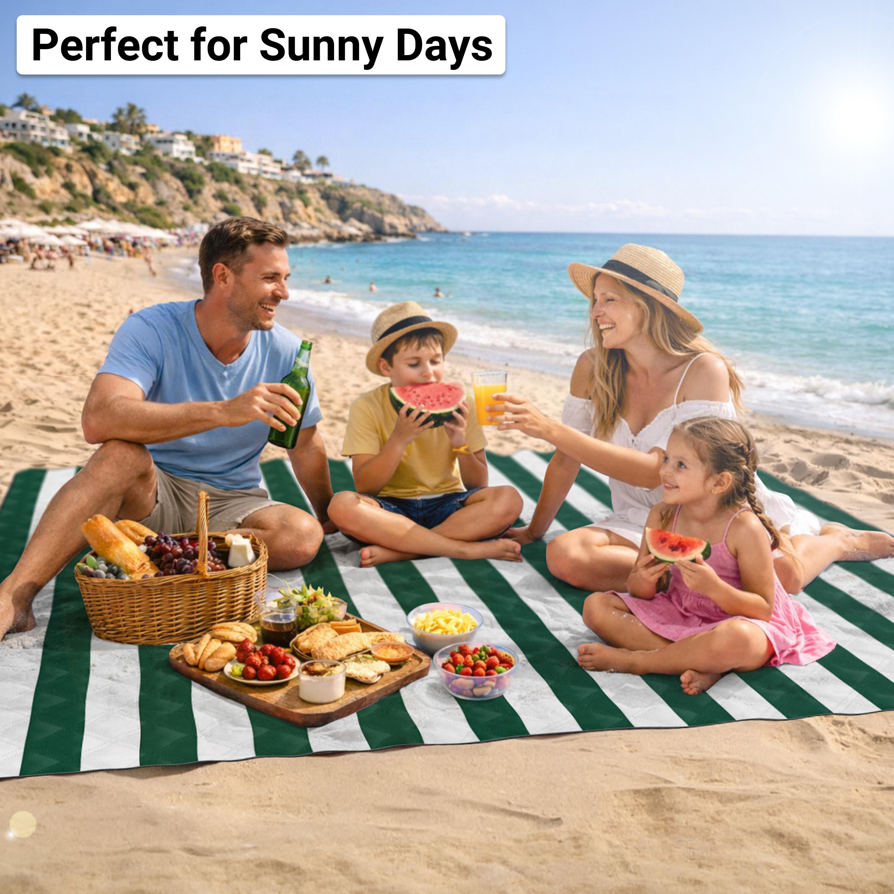 HOEL® Couverture Pique Nique 200x200 cm - Serviette de Plage XXL 5/7