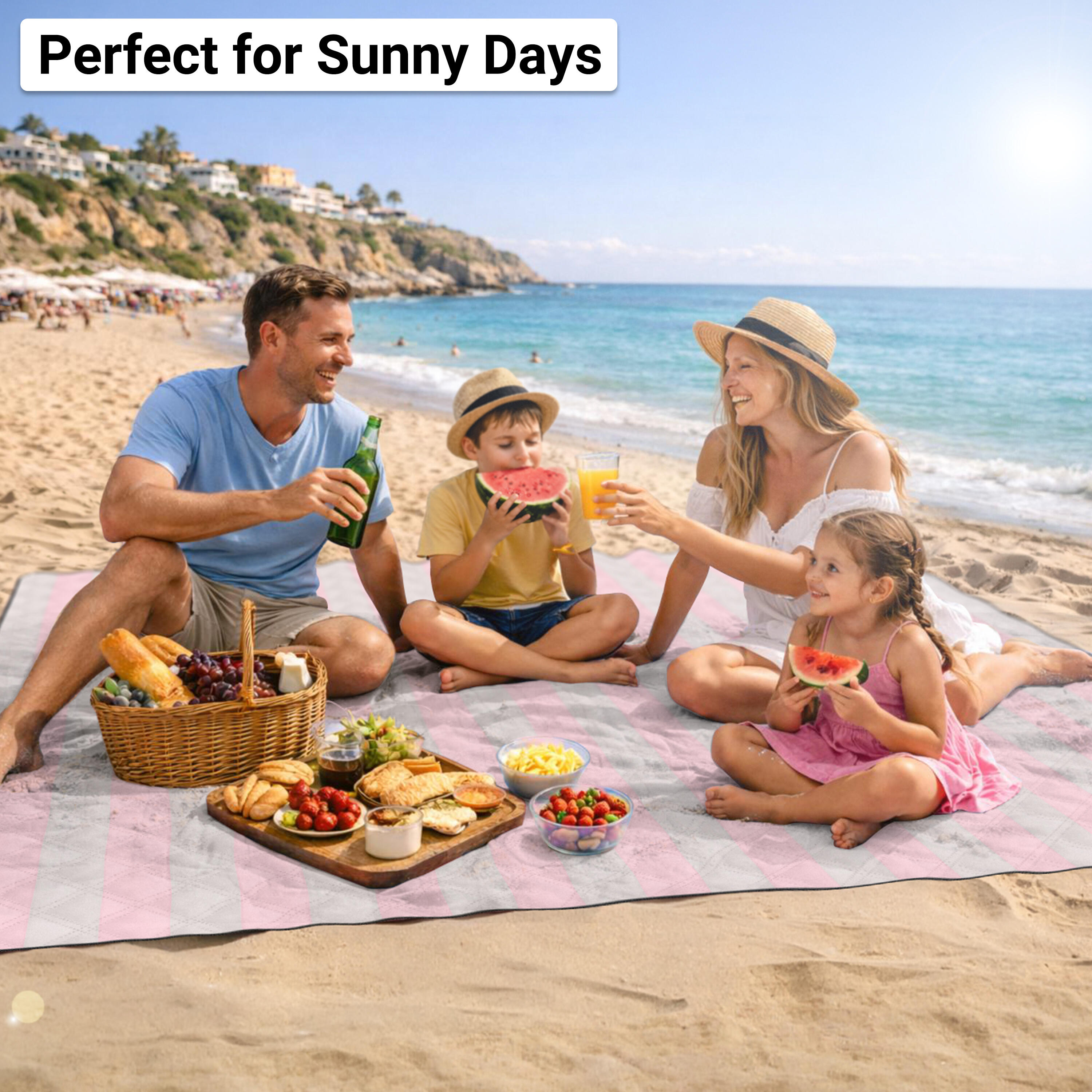 HOEL® Couverture Pique Nique 200x200 cm - Serviette de Plage XXL 5/7