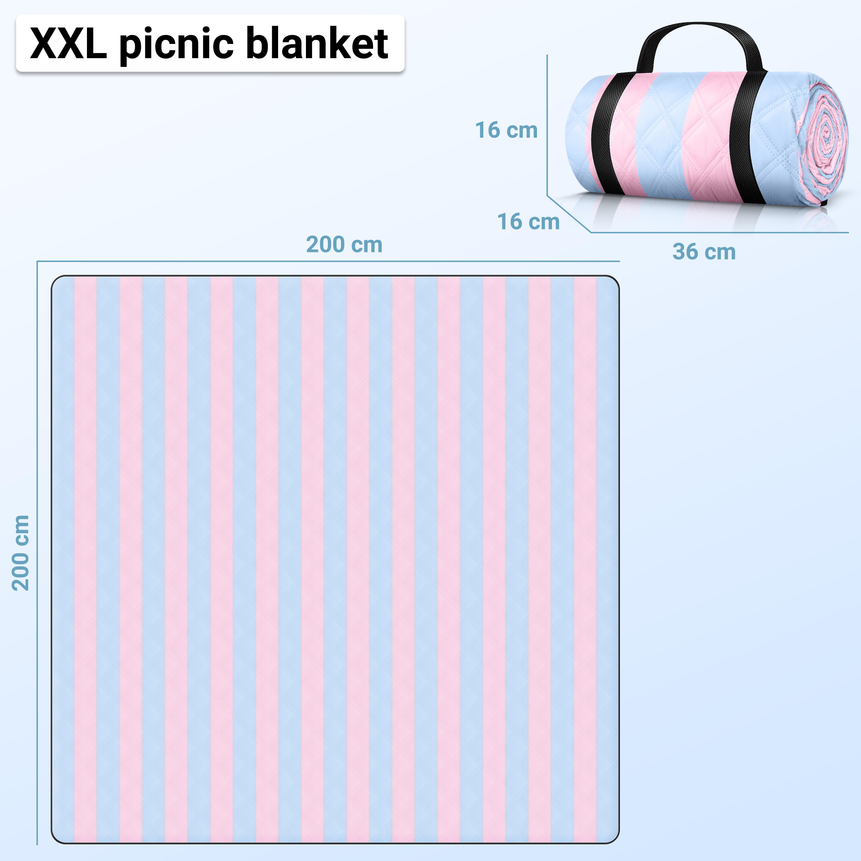 HOEL® Couverture Pique Nique 200x200 cm - Serviette de Plage XXL 6/7