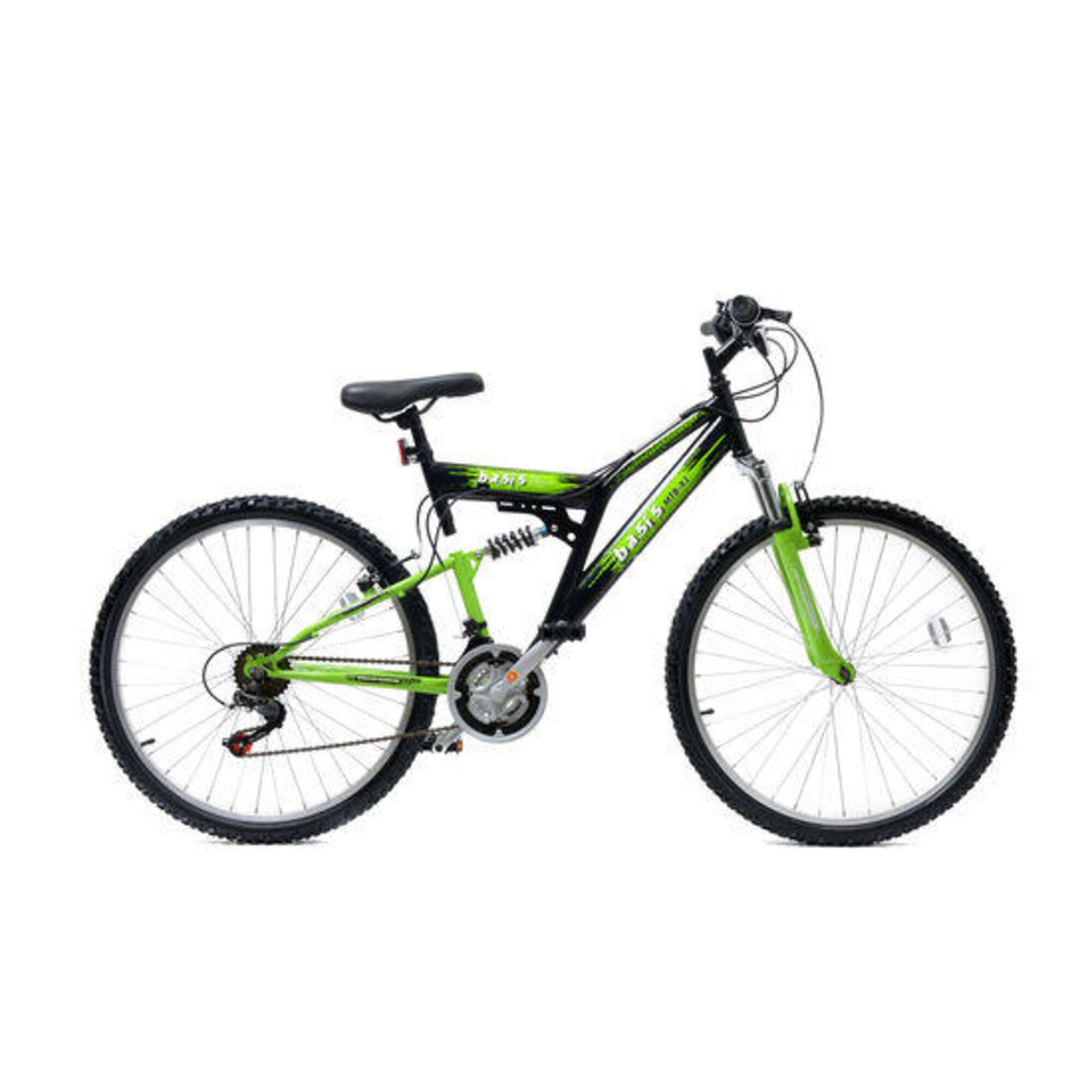 Basis 2 Full Suspension Mountain Bike - 26in Wheel - 18 Speed Black Green 1/5