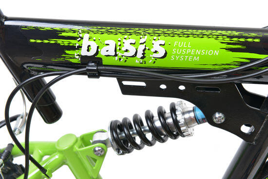 Basis 2 Full Suspension Mountain Bike - 26in Wheel - 18 Speed Black Green 3/5