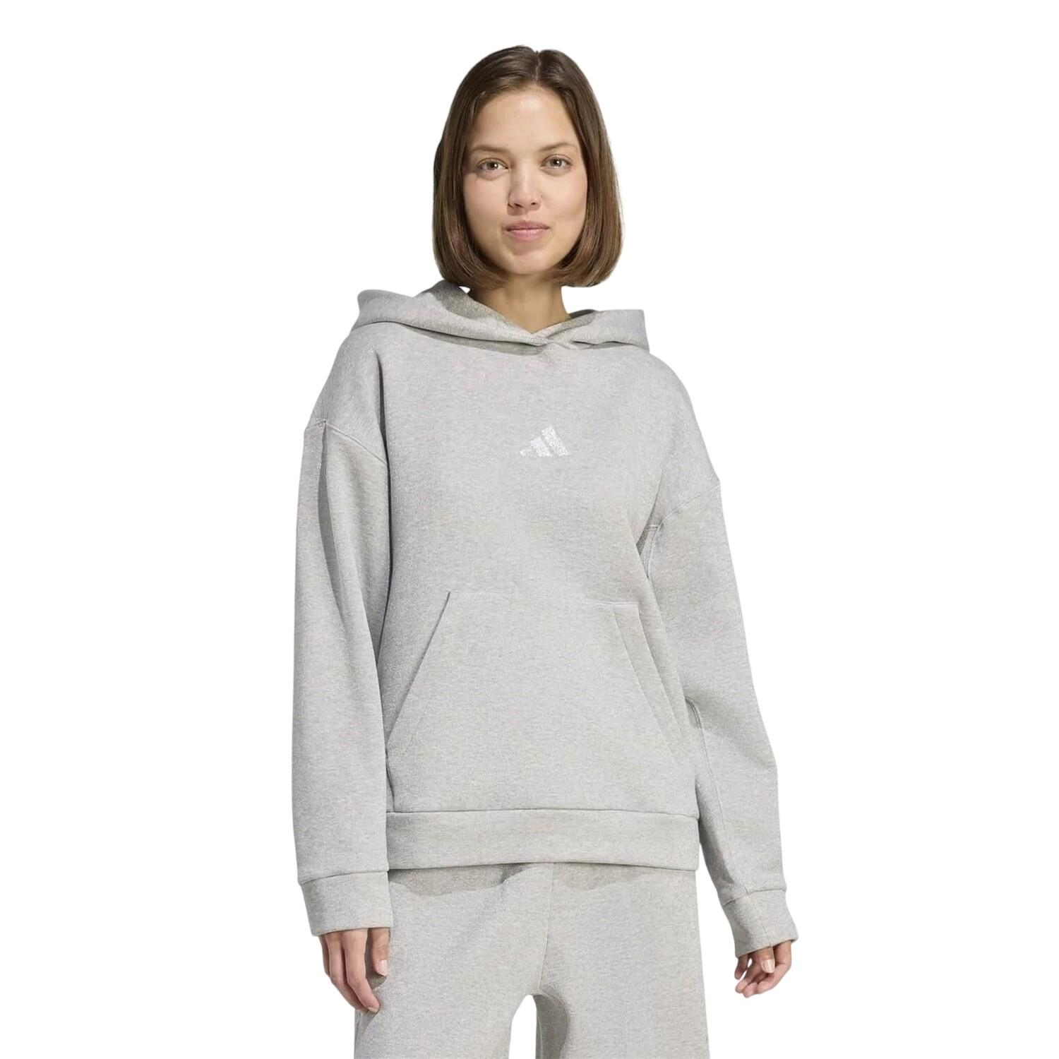 Adidas Womens/Ladies Glitter Logo Oversized Drawstring Hoodie