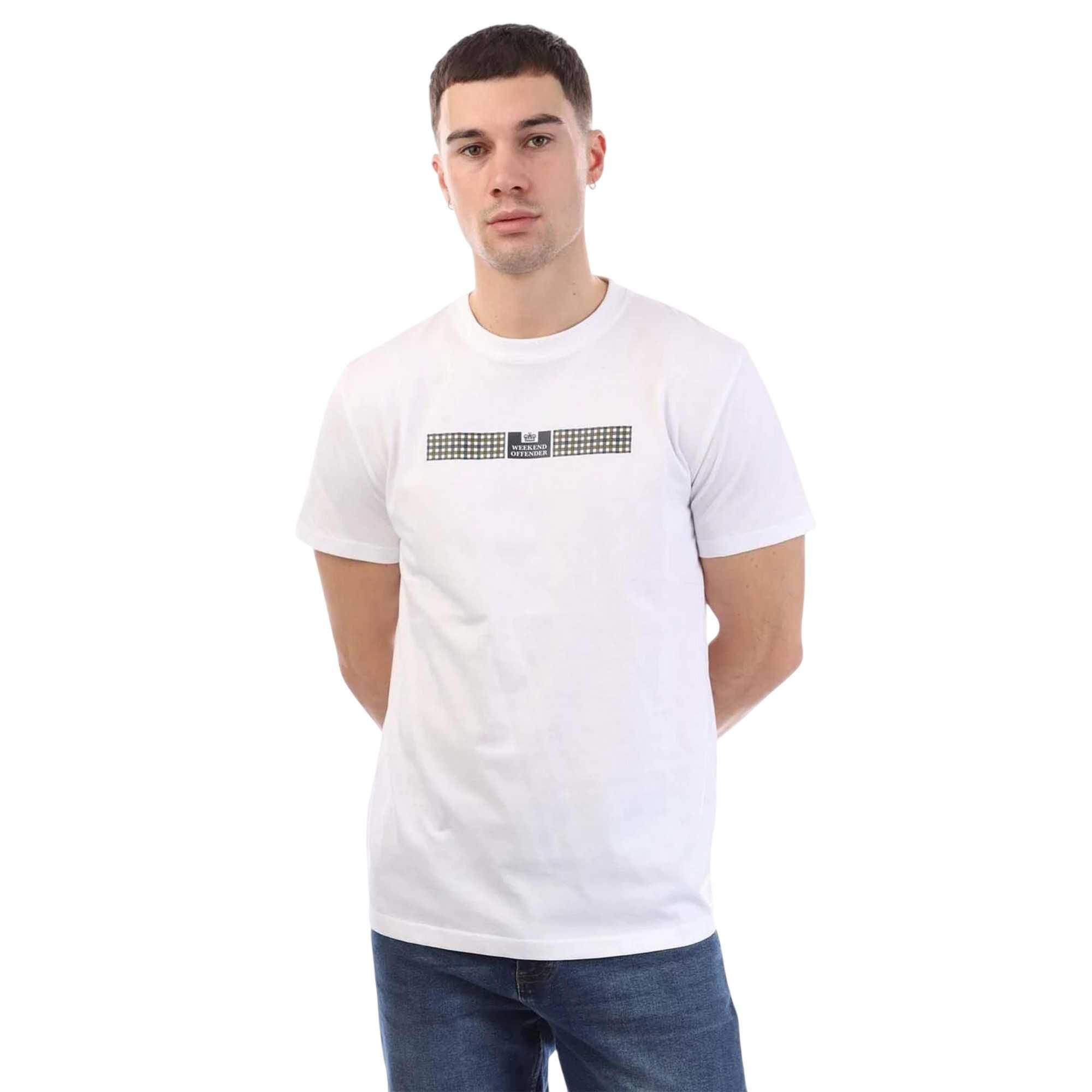 Weekend Offender Mens Shareck Checked Regular T-Shirt