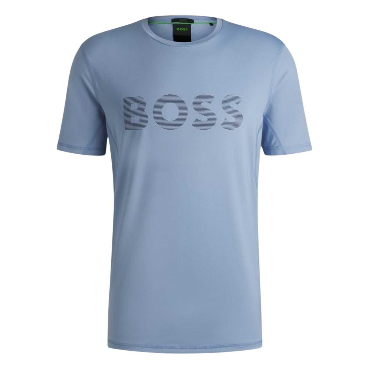 Boss Mens Striped Logo Regular T-Shirt