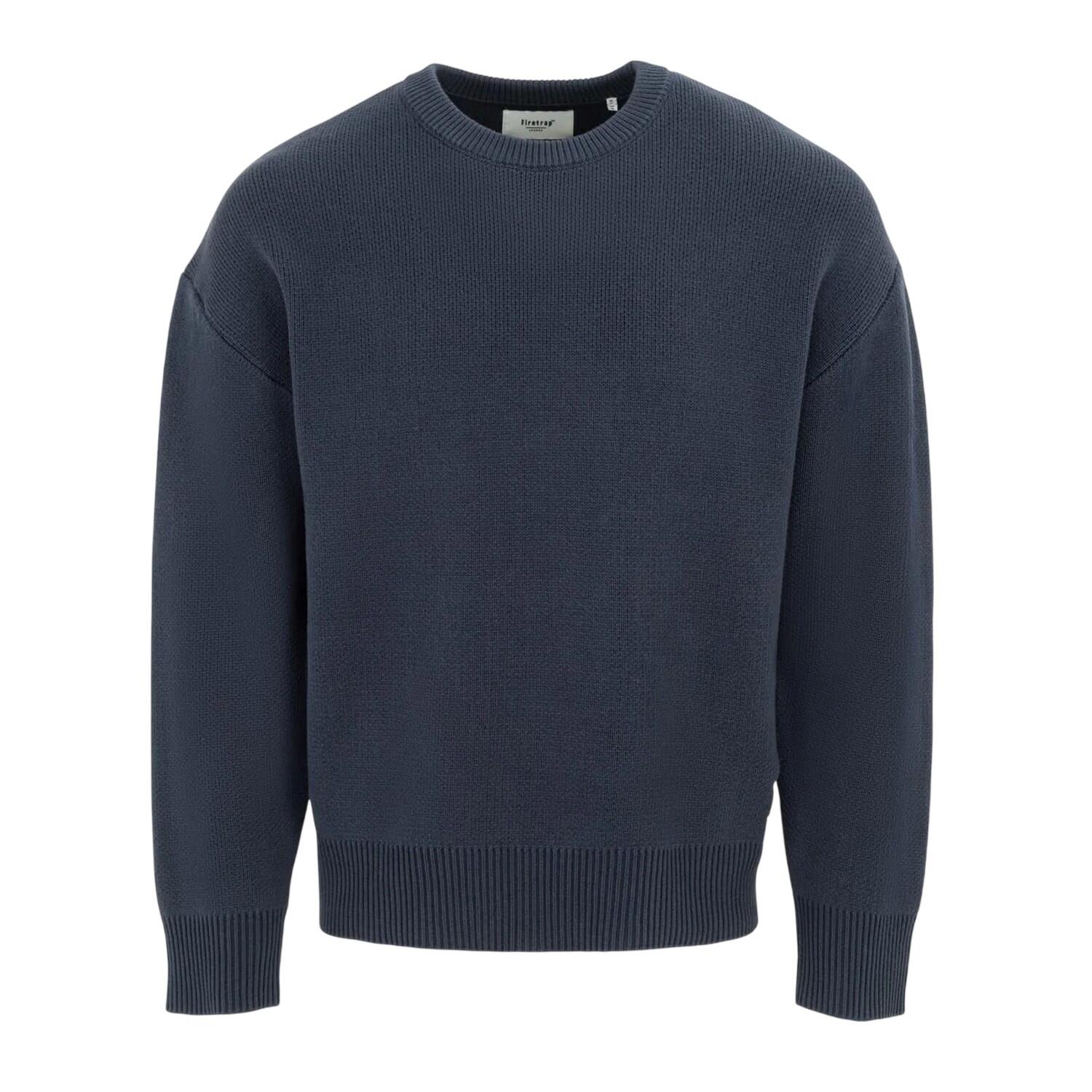 Firetrap Mens Knitted Cotton Crew Neck Sweatshirt