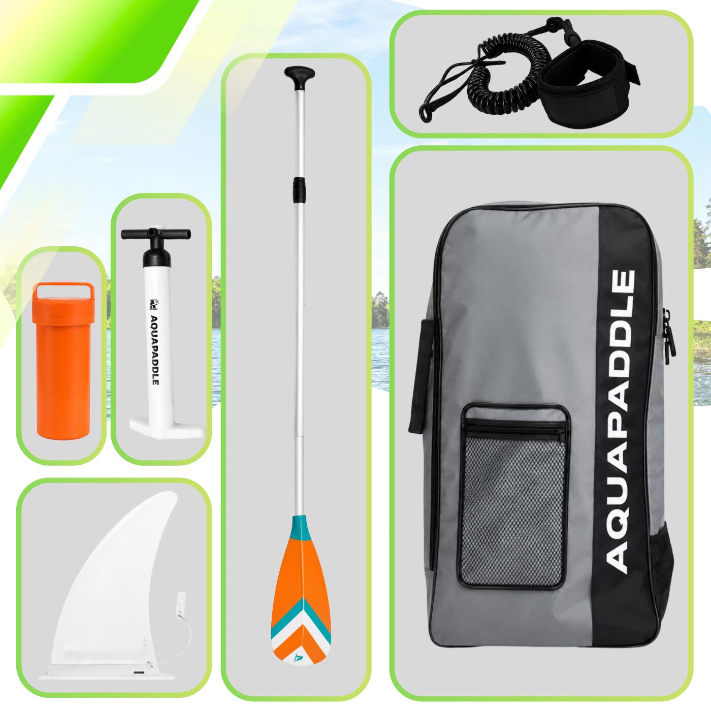 Deska SUP AquaPaddle 355x82x15 cm wiosło pompka zestaw plecak 200 kg 5/7