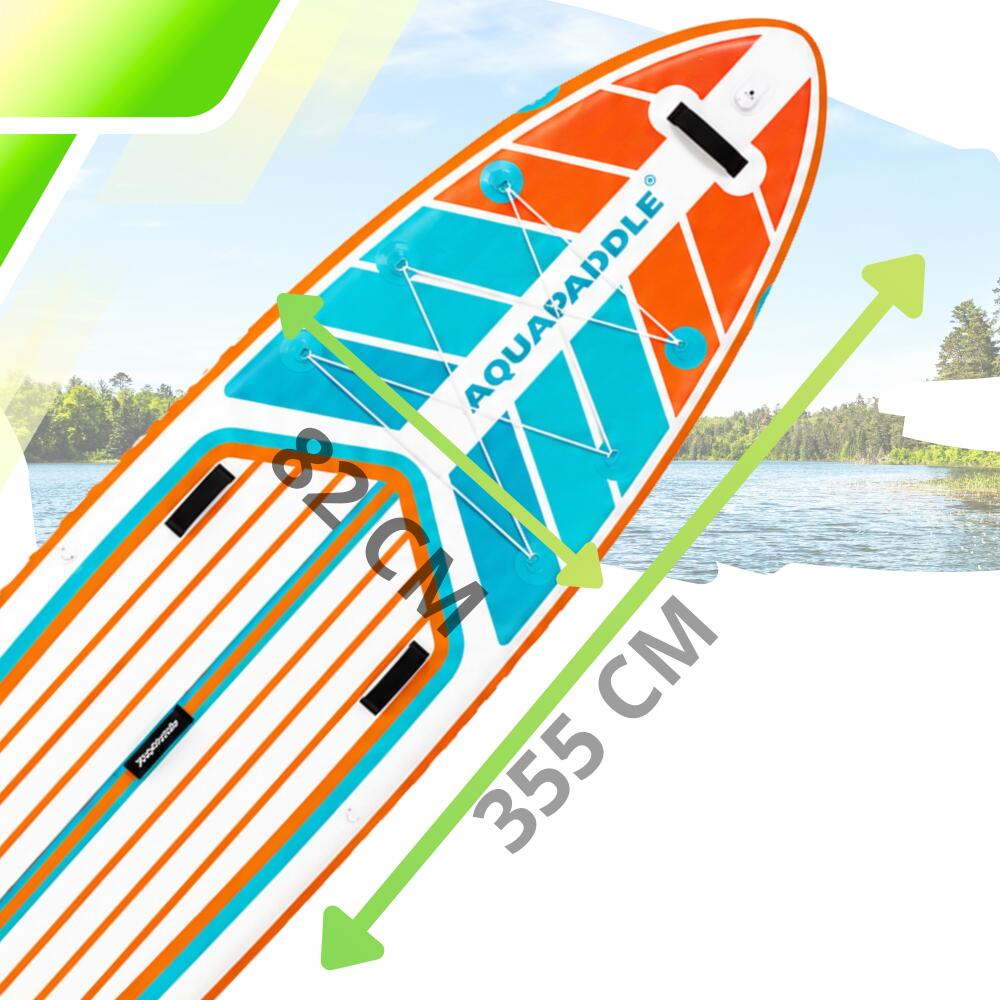 Deska SUP AquaPaddle 355x82x15 cm wiosło pompka zestaw plecak 200 kg 4/7