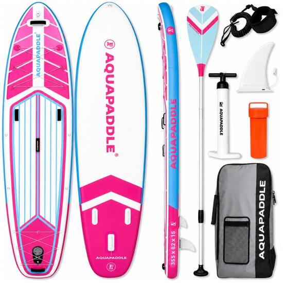 Deska SUP AquaPaddle 355x82x15 cm wiosło pompka zestaw plecak 200 kg